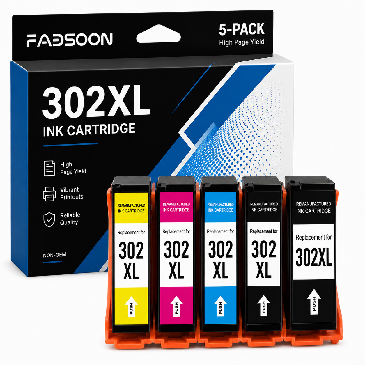 302XL 5PK BK/PBK/C/M/Y With Chip Compatible Ink Cartridge for XP-6000 XP-6100