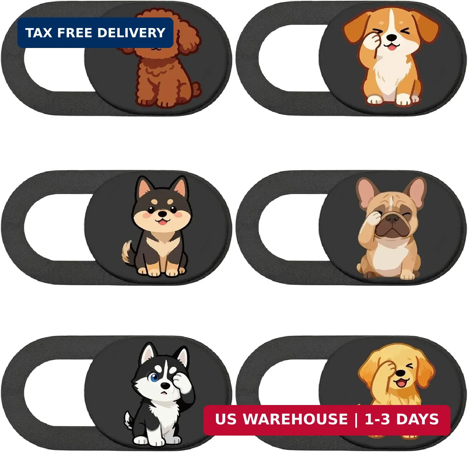 6Pcs 6 Styles Laptop Camera Cover Slide Dog 0.04 Inch Ultra Thin Webcam Cover Cu