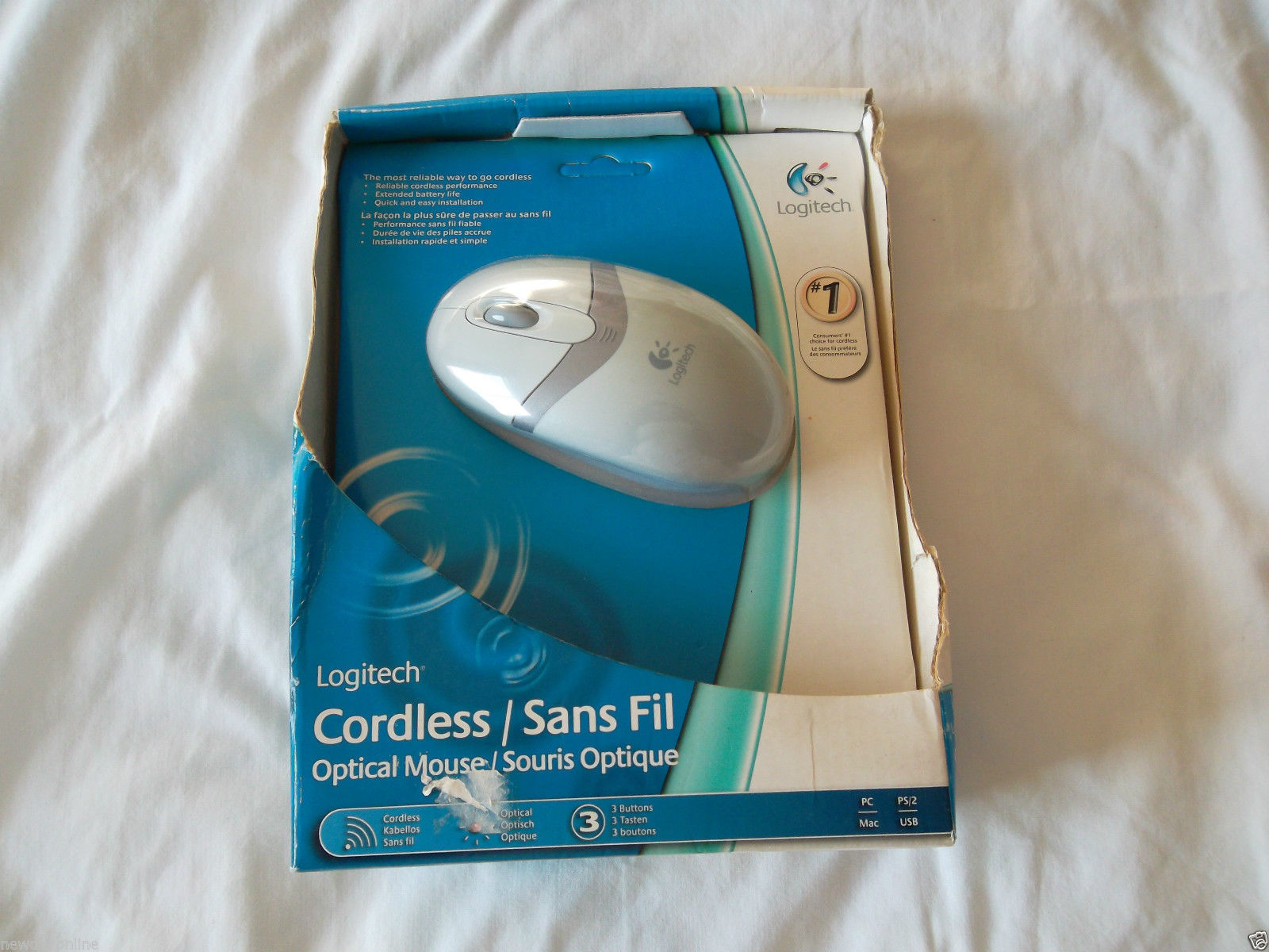 Logitech Cordless Optical White Mouse w/Receiver 931155-0215 931155-0403 PC/Mac