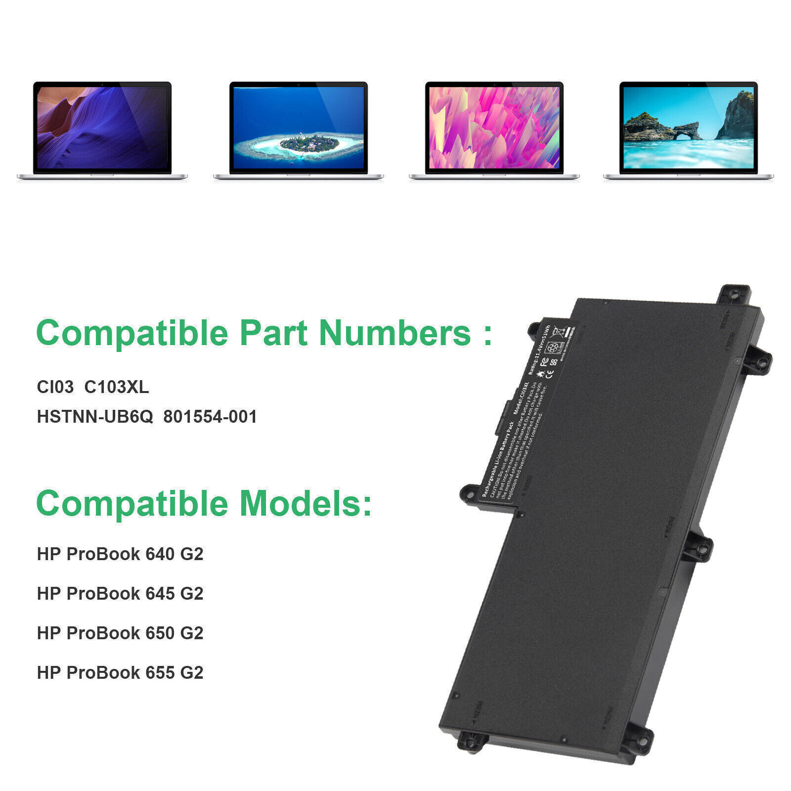 Lot 50 CI03XL Battery for HP ProBook 640 G2 645 G2 650 G2 655 G2 801554-001 