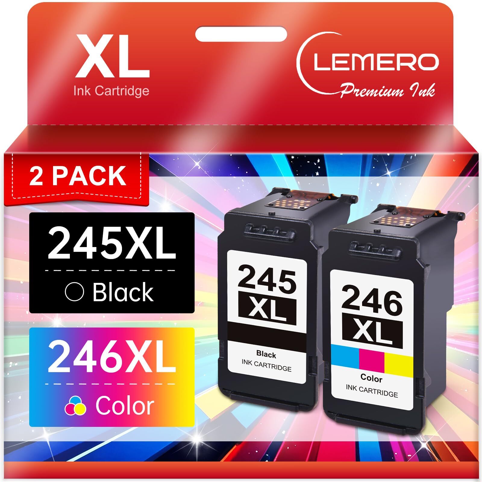 Canon 245XL 246XL Ink Cartridges Combo Pack Black Color High Yield Compatible