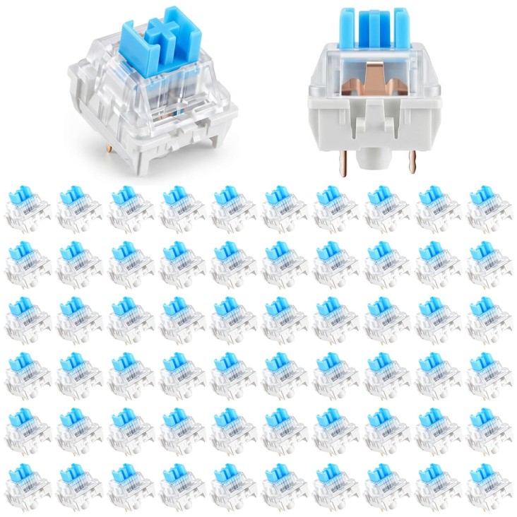 Leezmark 60 Pcs Mechanical Keyboard Switches, 3-PIN Blue Key Switches Keyboard C