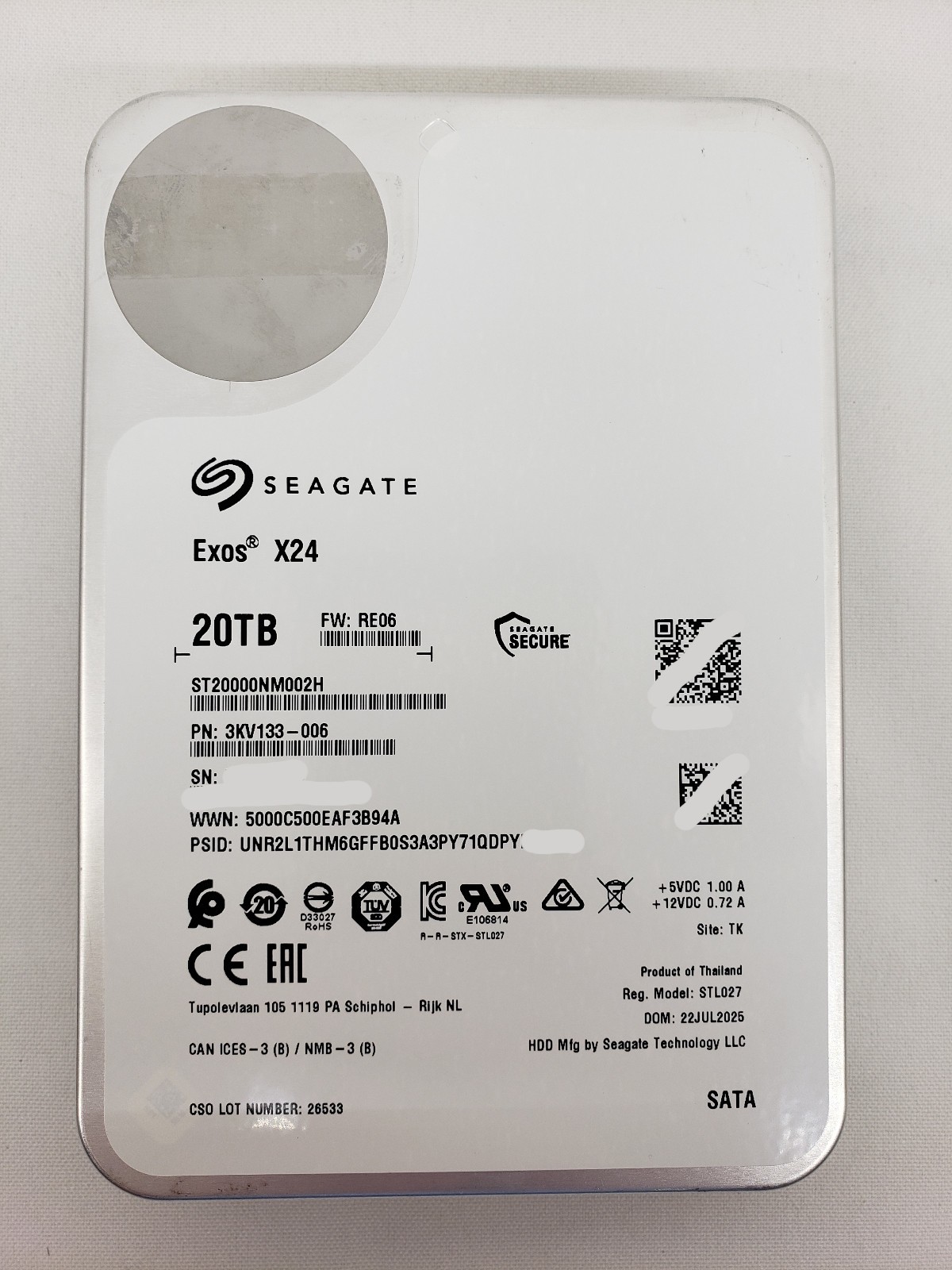 Seagate Exos X24 20TB Enterprise Hard Drive (ST20000NM002H) - w/WARRANTY (WL)