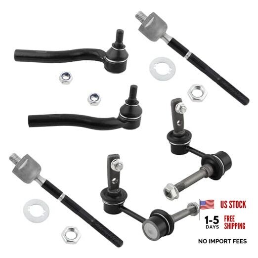 6pcs Front Inner & Outer Tie Rod Ends + Sway Bars Links Kit for Lexus SC430