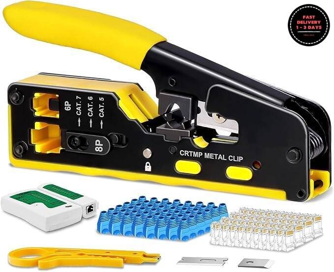 Kit de herramientas de crimpado para RJ45, crimpadora Ethernet todo en uno.neuvo