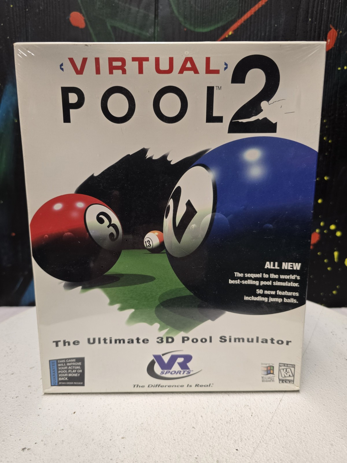 NEW SEALED 1997 Virtual Pool 2 PC - VR Sports - BIG BOX - Windows 95 CD-ROM