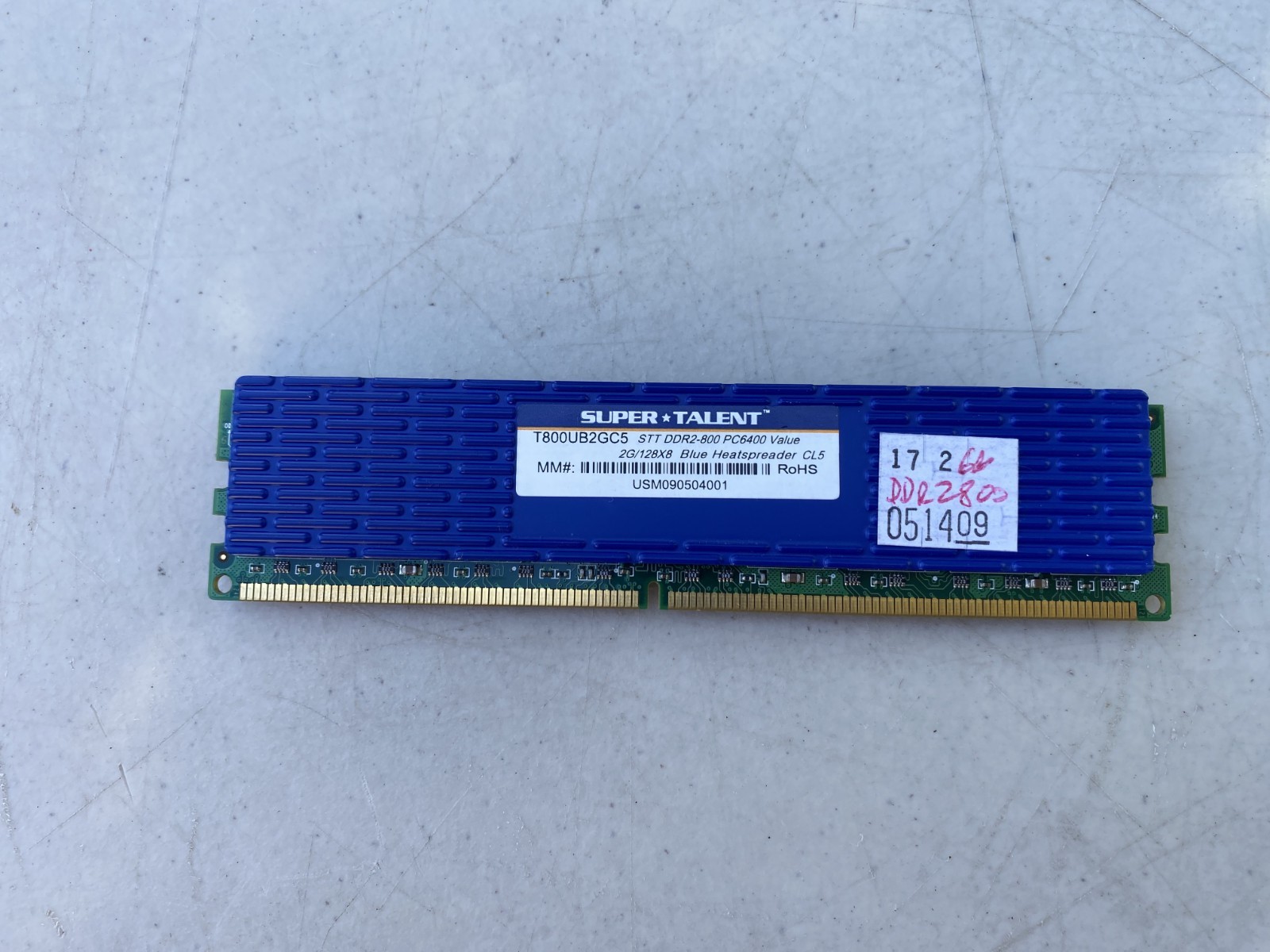 Super Talent 2GB DDR2-800 PC2-6400 T800UB2GC5 Desktop RAM — 5I