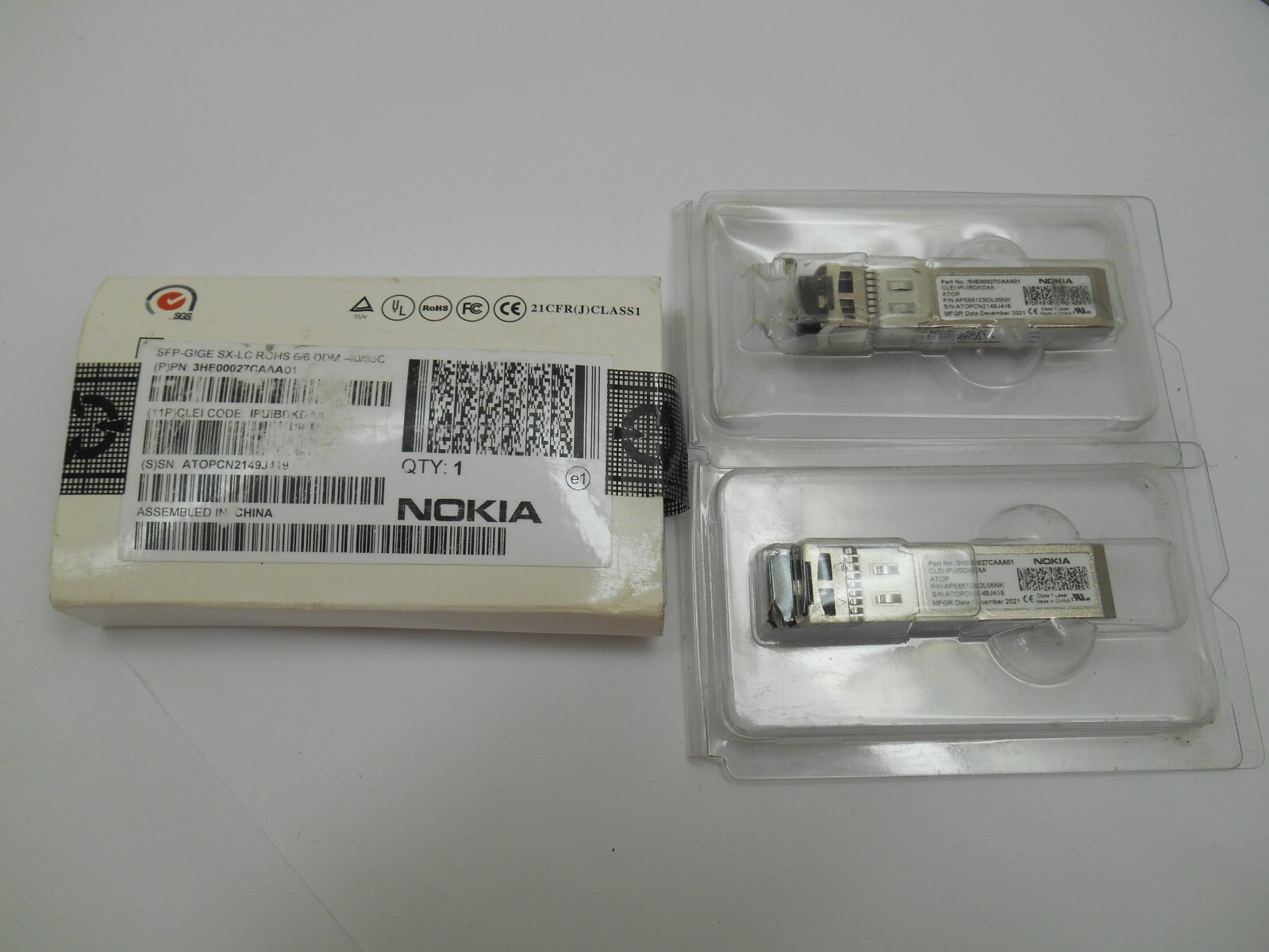 LOT of 3, NOKIA 3HE00027CAAA01 SFP-GIGE LX-LC ROHS 6/6 DDM-40/85C Transceiver