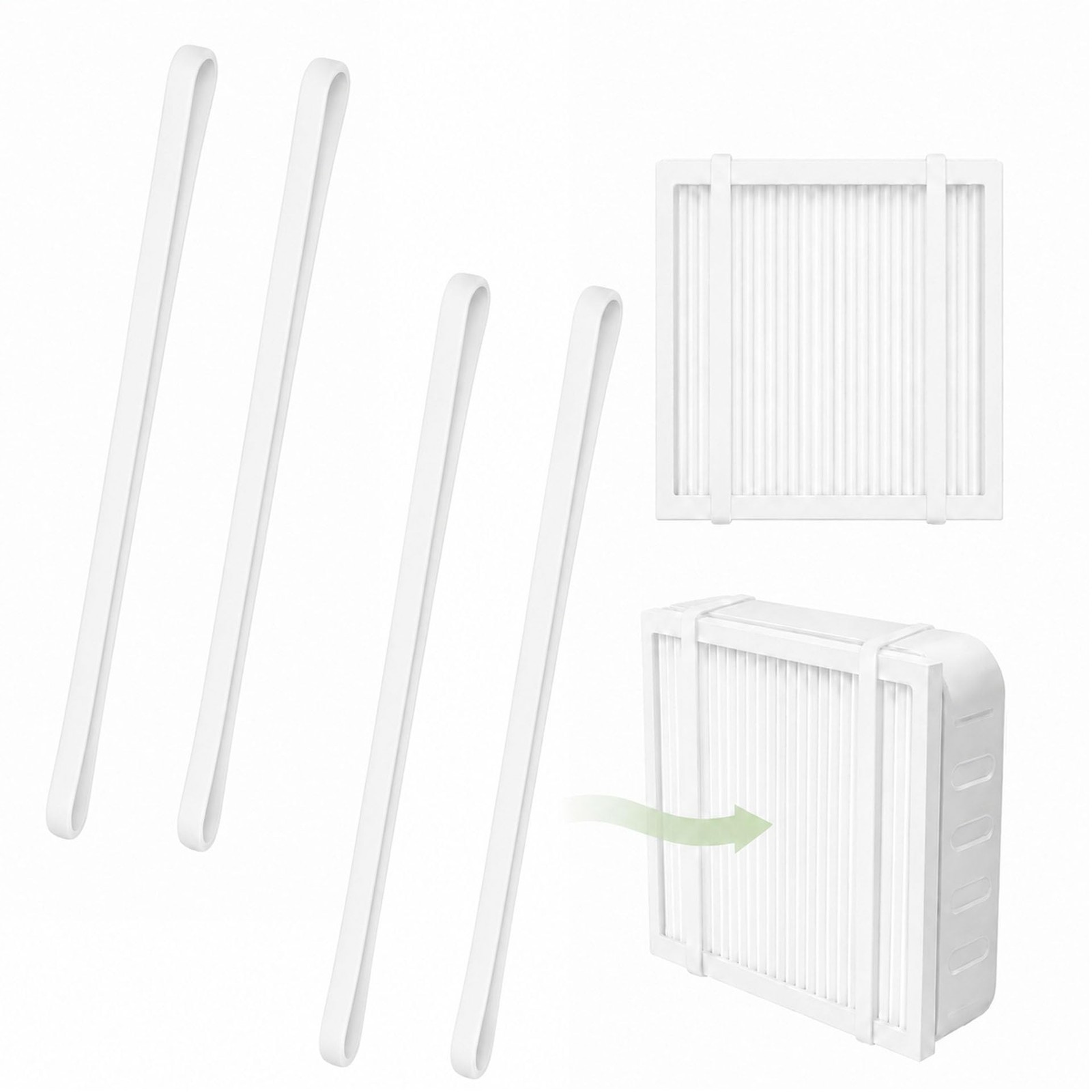 Box Fan Filter Straps Silicone Bands for 20" Box Fan Air Filter, White 4Pcs