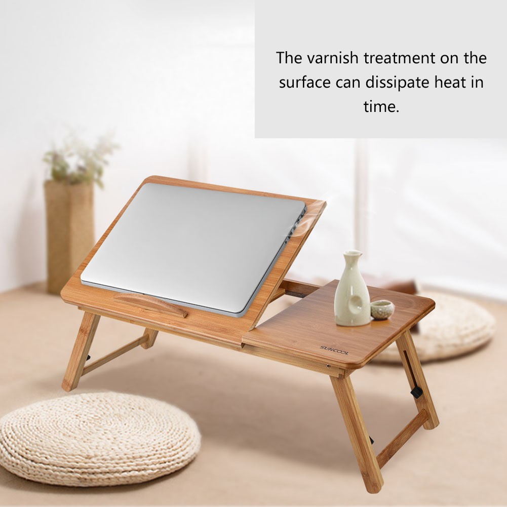 Natural Wooden Bamboo Laptop Stand Multi-Purpose Desk for Bed Sofa Fl