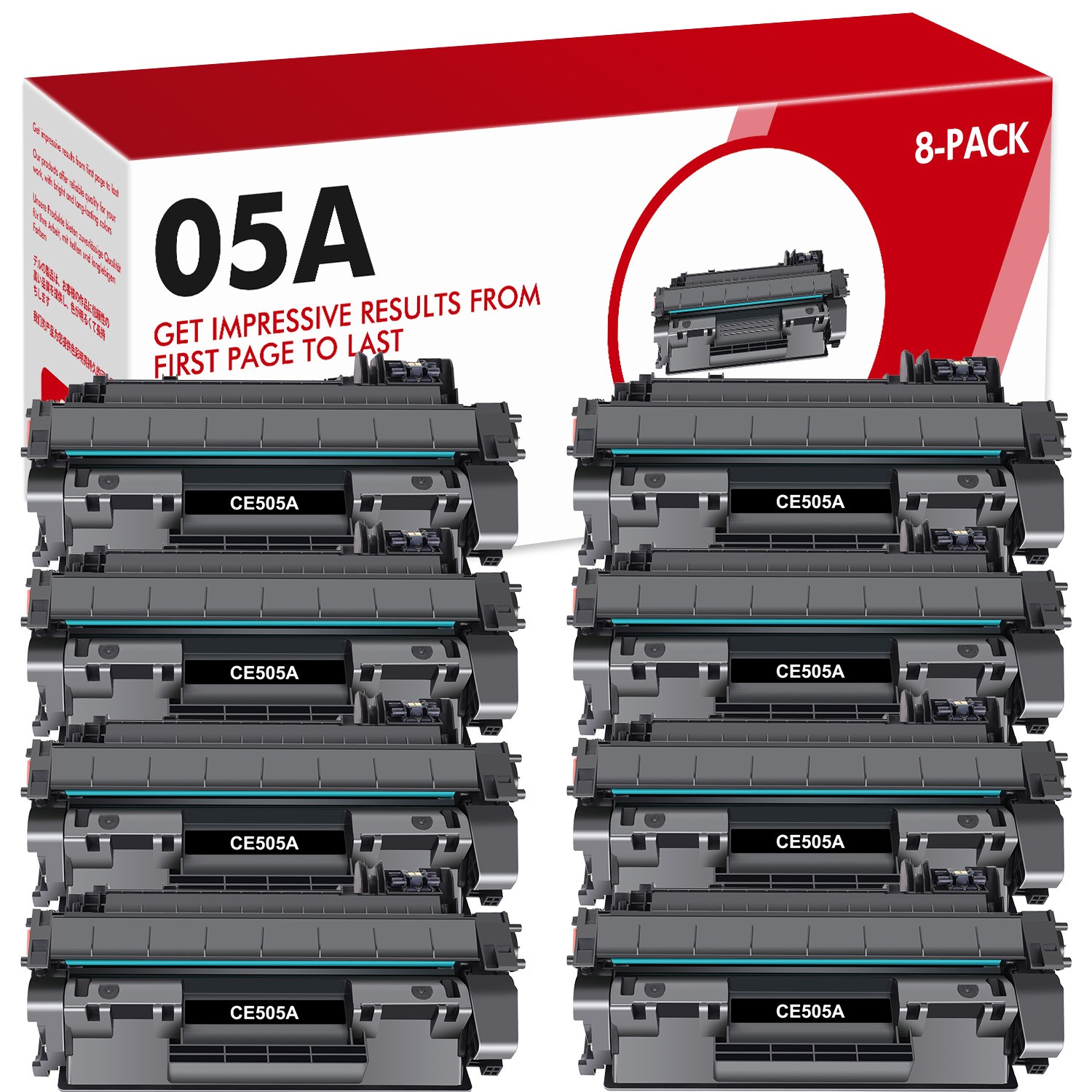 High Quality 05A CE505A Toner for HP LaserJet P2055dn P2035 P2035n Printer - 8PK