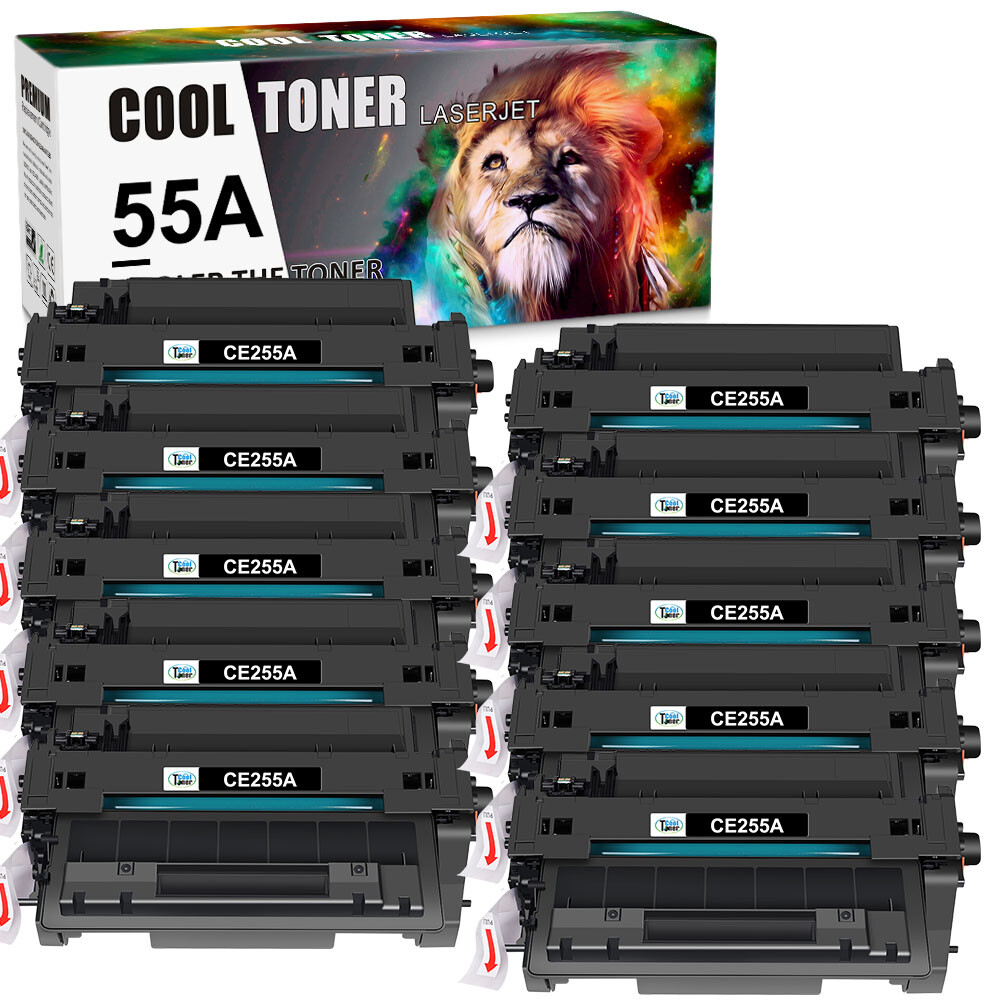 10 Pack 55A CE255A Toner Cartridge Compatible with HP LaserJet P3015d 3015n 3016