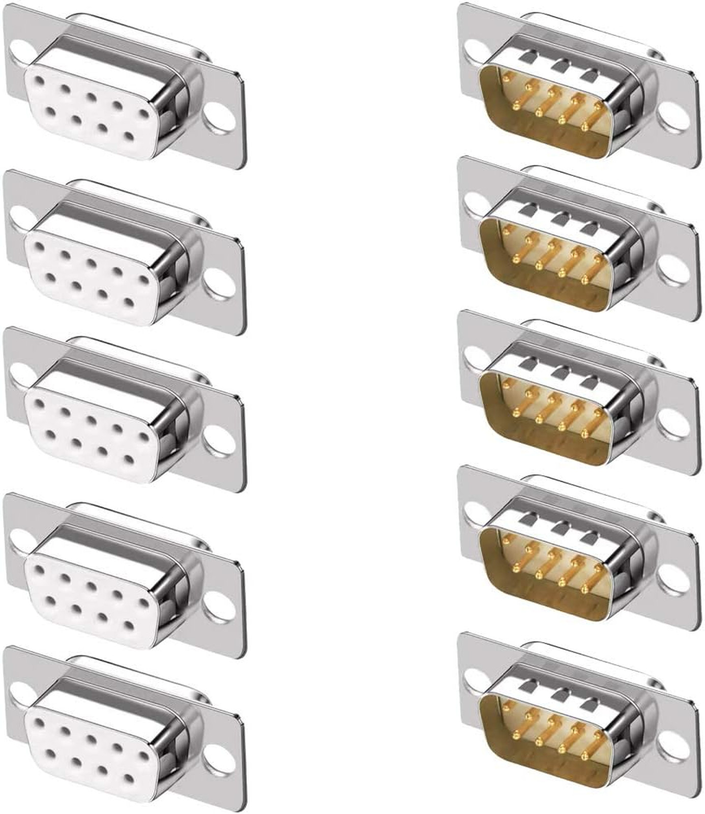 10PCS Gold Plated Joints DB9 RS232 D-SUB Serial Solder Cup Connectors