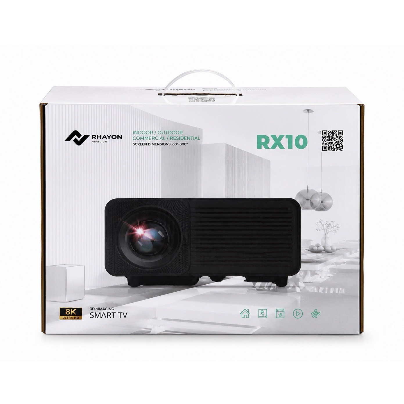 Rhayon RX10 8K Laser Tech Light Short Throw Projector 9600 Lumens HDMI 2.1