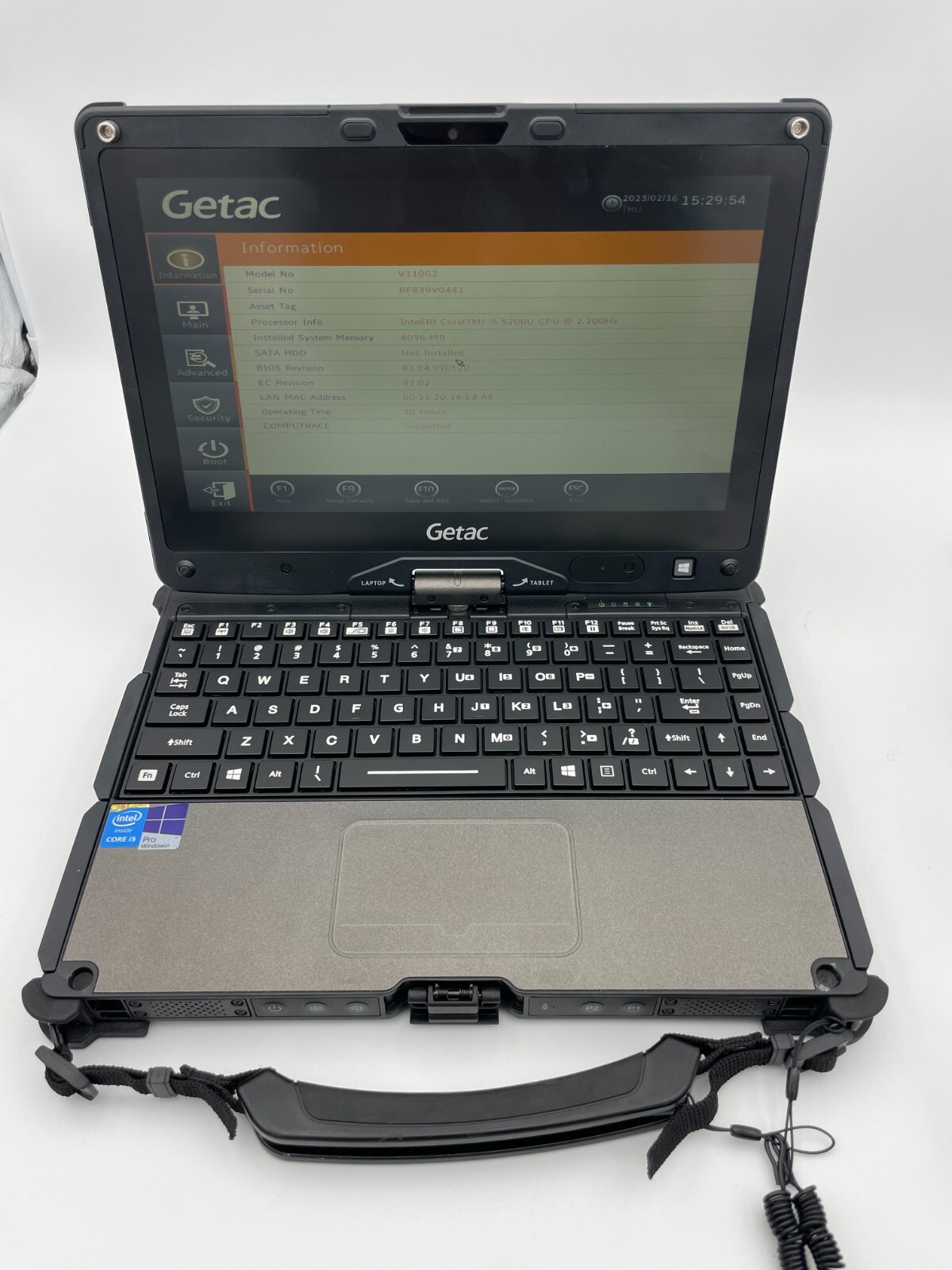 Getac V110G2 i5 2.20GHz 8Gb RAM Wi-Fi 1 Battery i5-5200U - ONLY 20 Low Hours