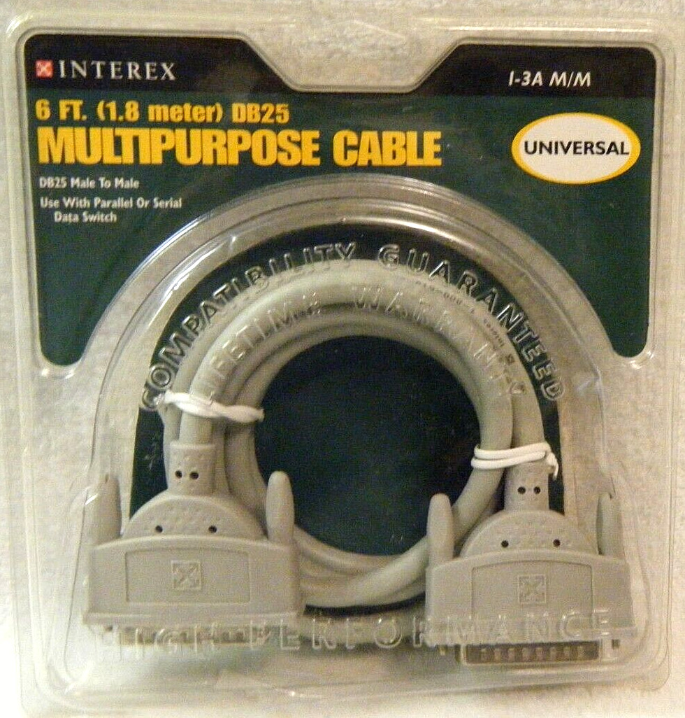 INTEREX 6FT. (1.8 METER) DB25 MULTIPURPOSE CABLE  UNIAVERSAL I-3A M/M *FREE SHIP