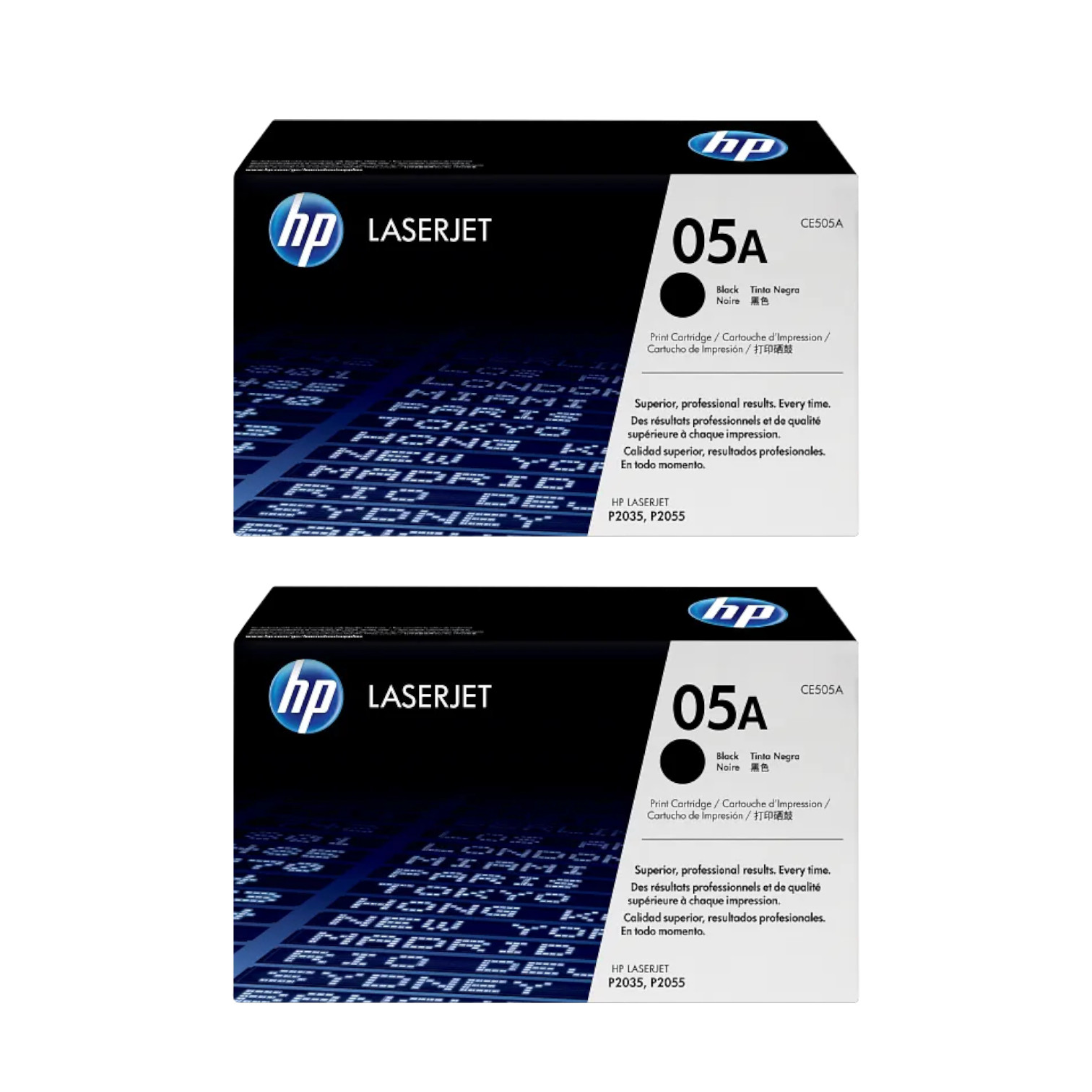 Open Box HP 05A Black 2-Pack Original LaserJet Toner Cartridge Set, CE505A