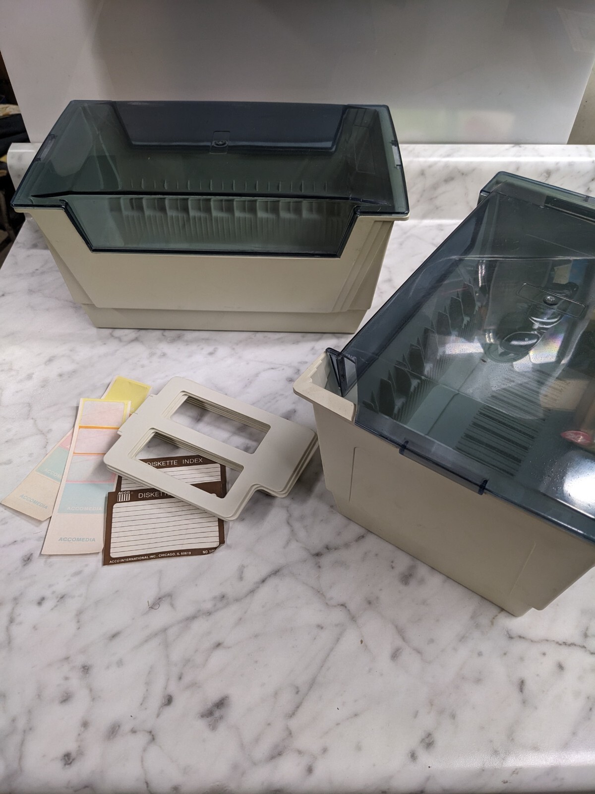 2X ACCO DISKETTE SUSPEND A TUB TRAY 5.25” Floppy Storage Box Disk Holder VINTAGE
