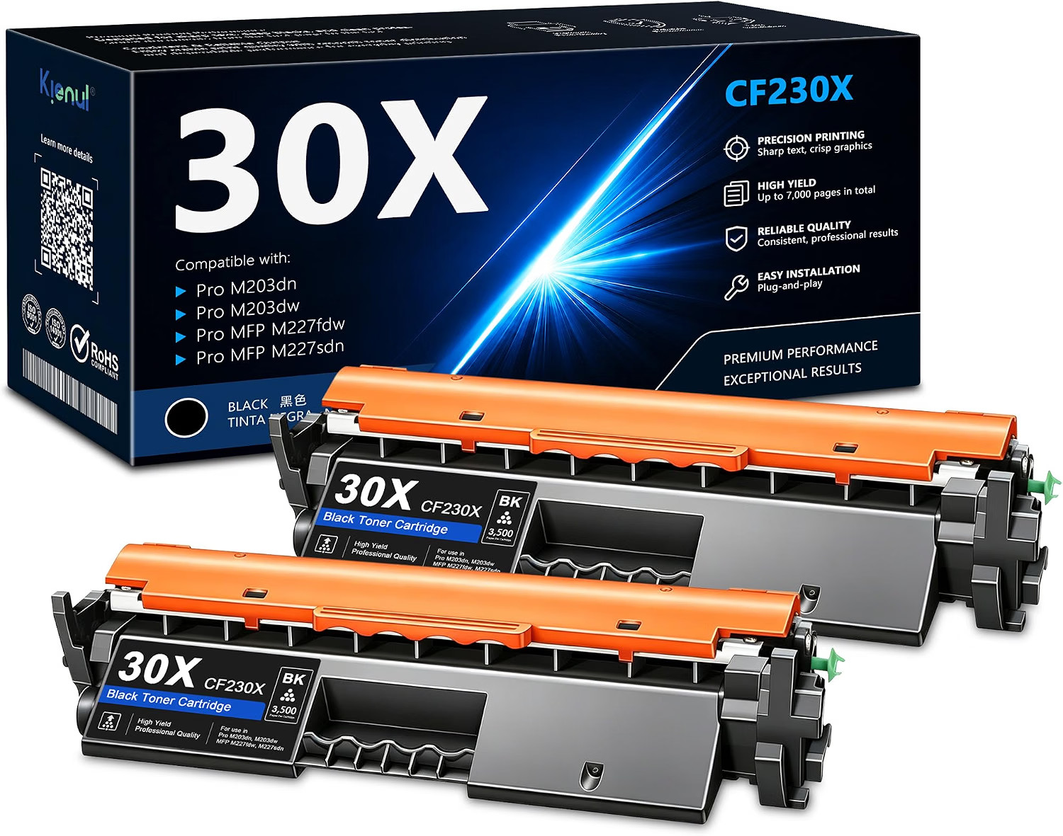 Chip 2-Pack Black 30X Toner CF230X HP Printer Pro BN Kienul