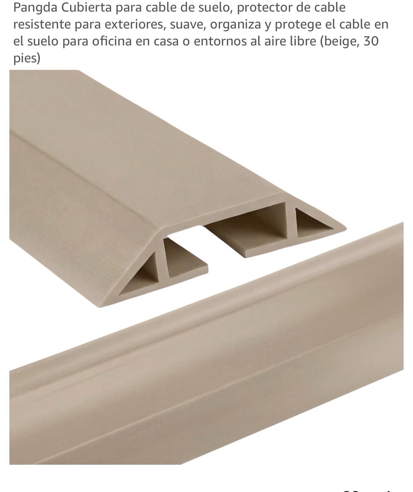 Pangda Beige Floor Cord Cover 30 ft Self-Adhesive Heavy Duty PVC 2.95in