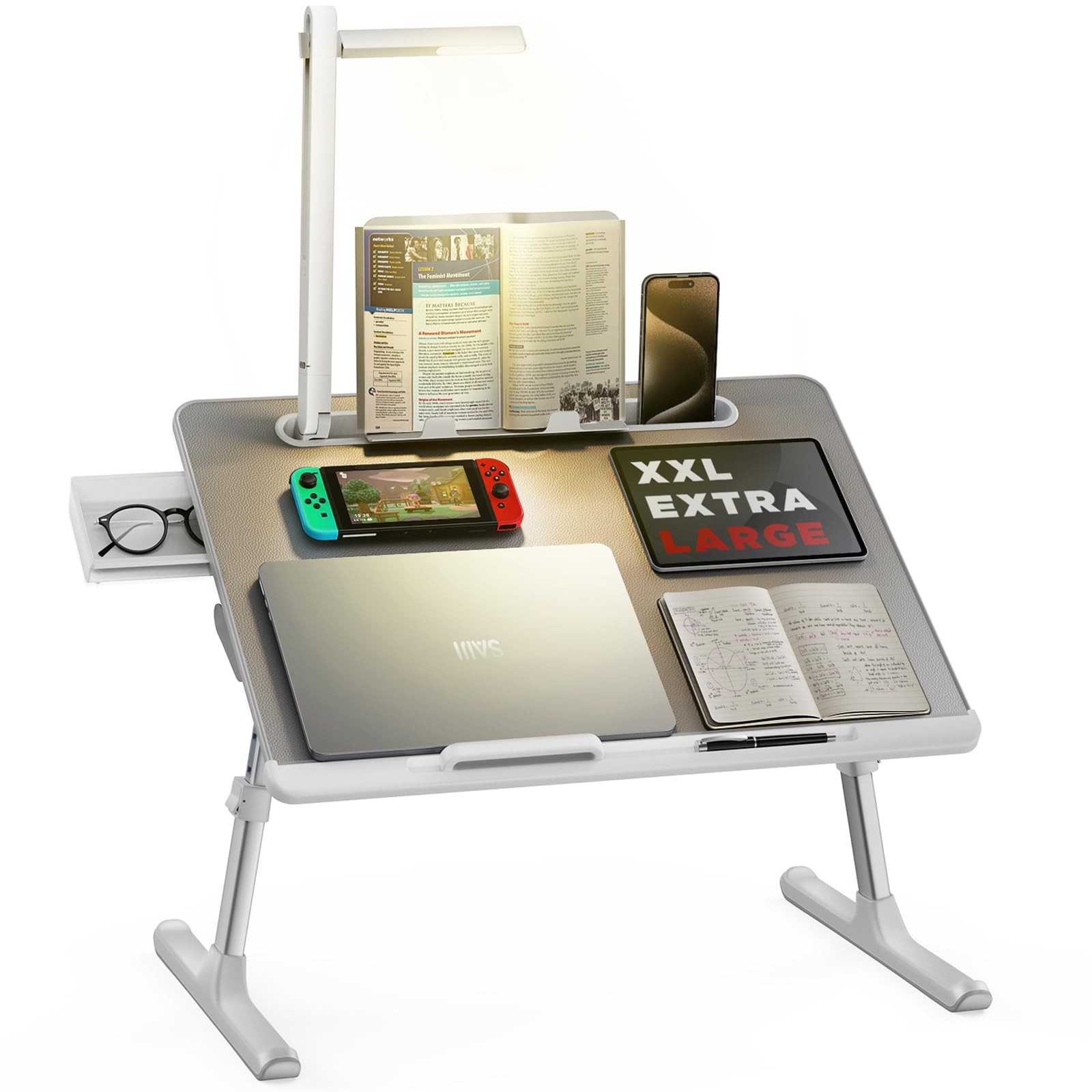 Laptop Bed Tray Desk with LED Desk Light, Adjustable Laptop Stand for Bed, XX...