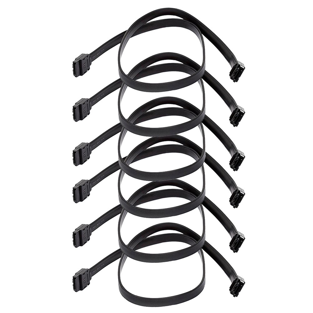6 Pcs 24" SATA 3.0 III SATA3 SATAiii 6 Gbps HDD Hard Drive Data Cable Cord Black