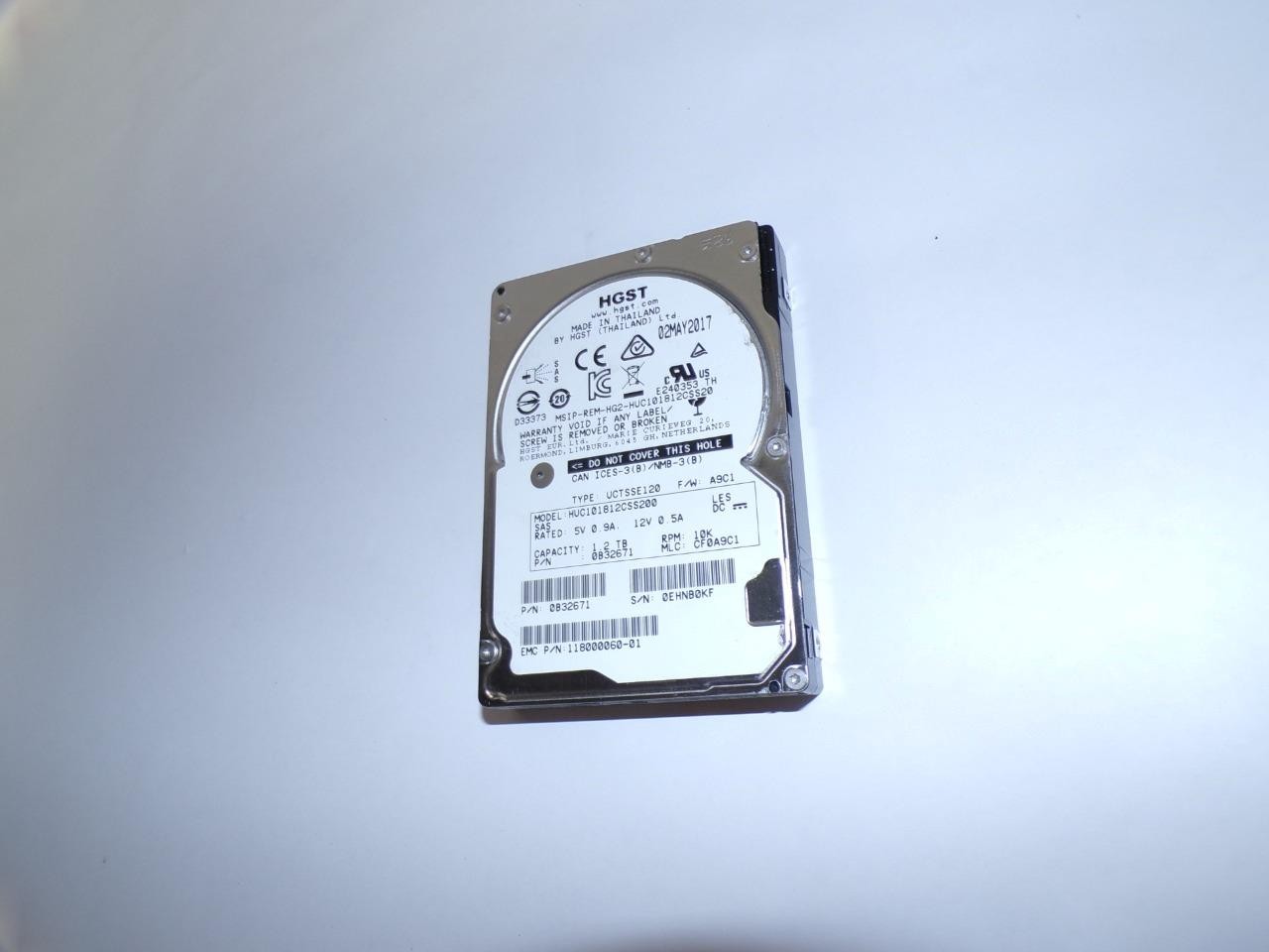 HGST 1.2TB 10K SAS 2.5" HDD HUC101812CSS200 0B32671 EMC 118000060-01 (B4735)
