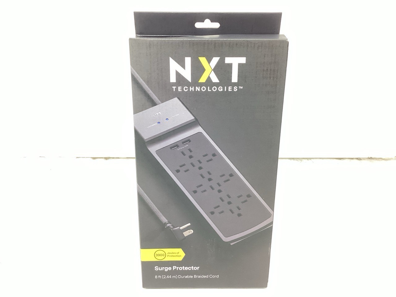 NXT NX54319 Technologies Surge Protector, 12 AC Outlets/2 USB Ports, 8 ft Cord