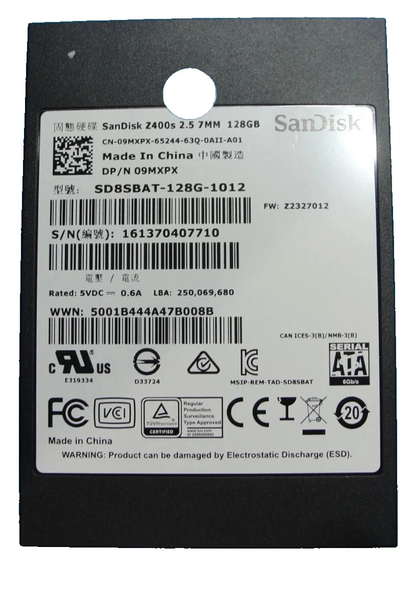 SanDisk 2400s 2.5" 7MM 128GB Solid State Drive SD8SBAT-128G-1012 9MXPX