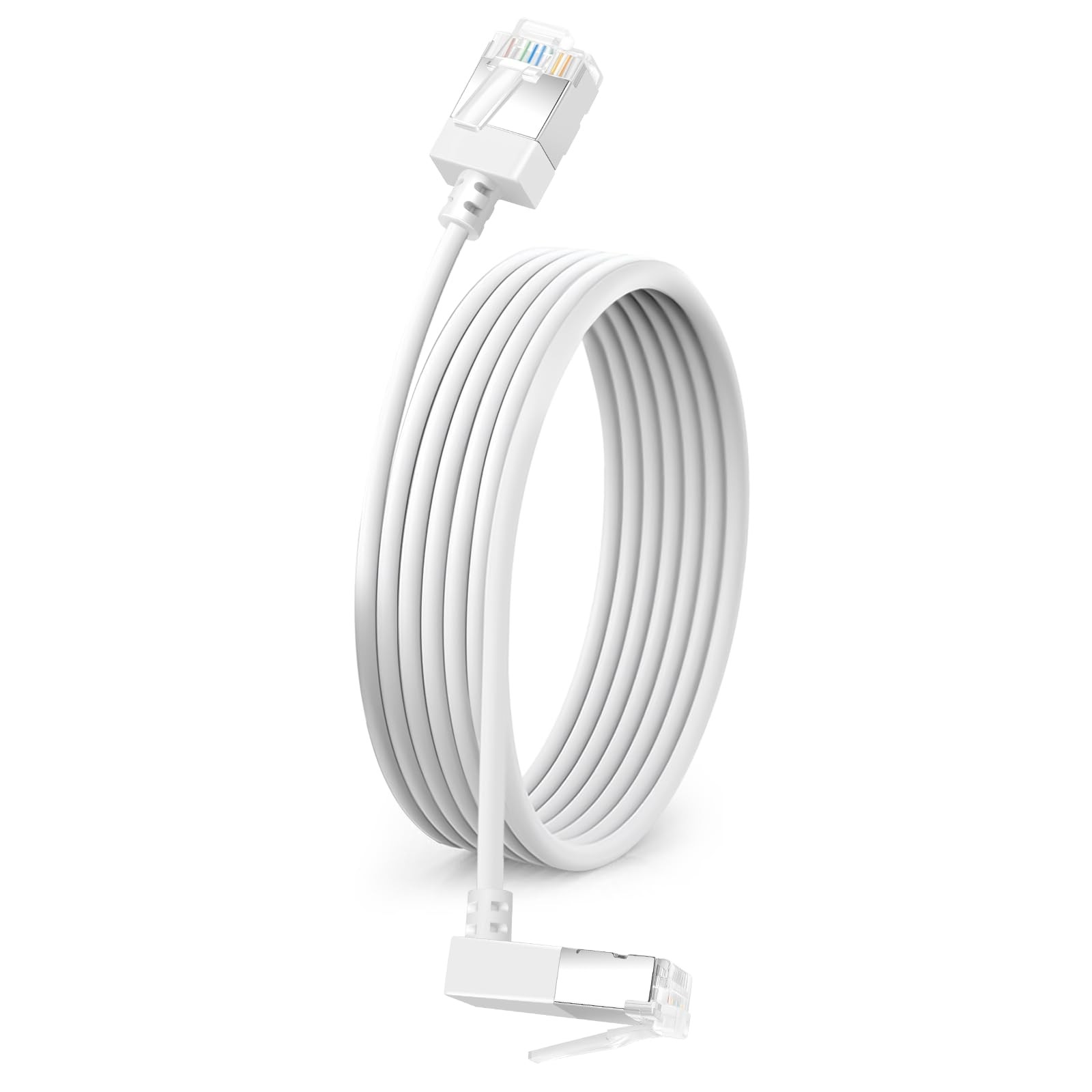 Ultra Thin Cat 6 Ethernet Cable 90° Downward Angle 15 Feet, Flexible & Slim R...