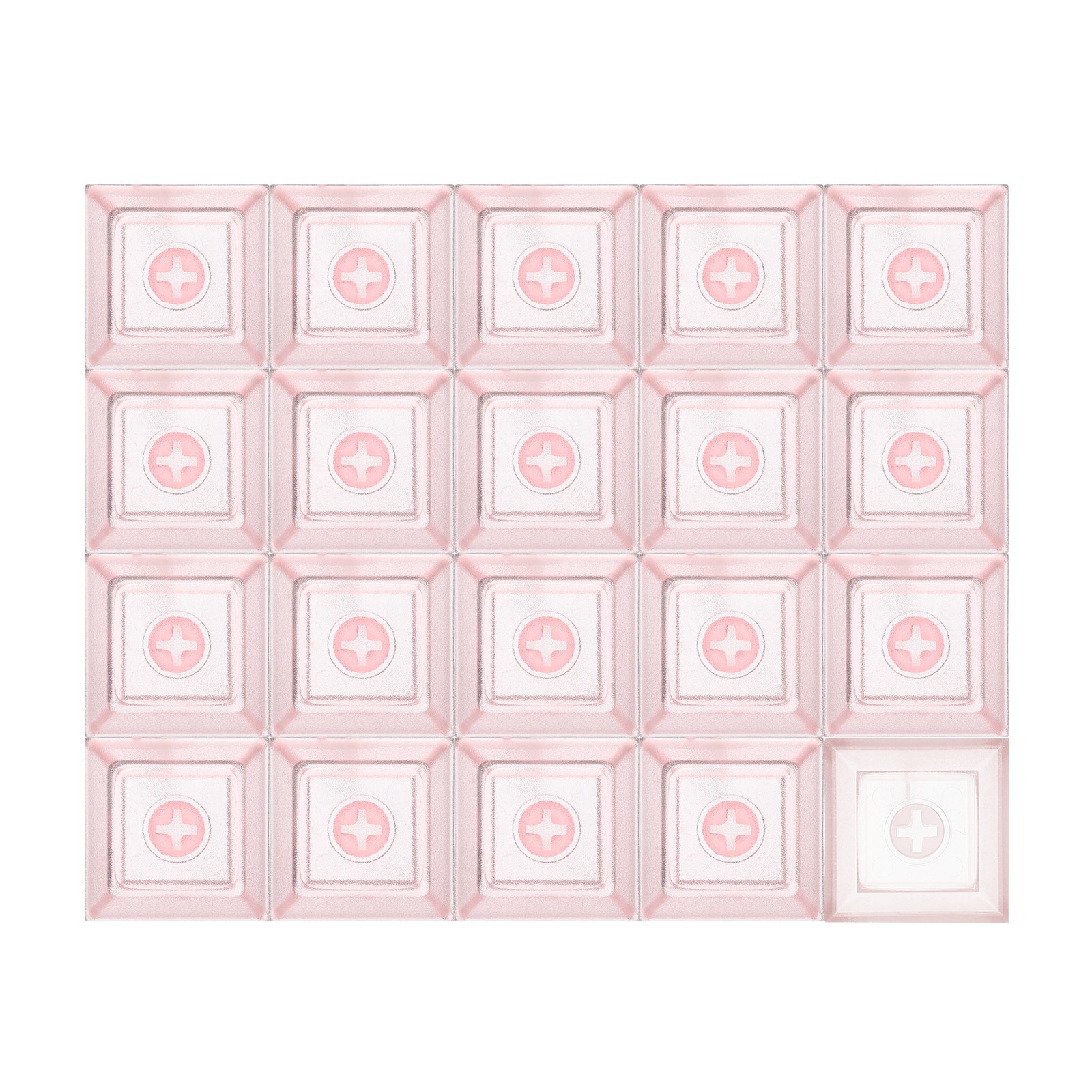 20 Pcs PBT Keycap Set DSA Mechanical Numeric Keypads, Translucent Pink