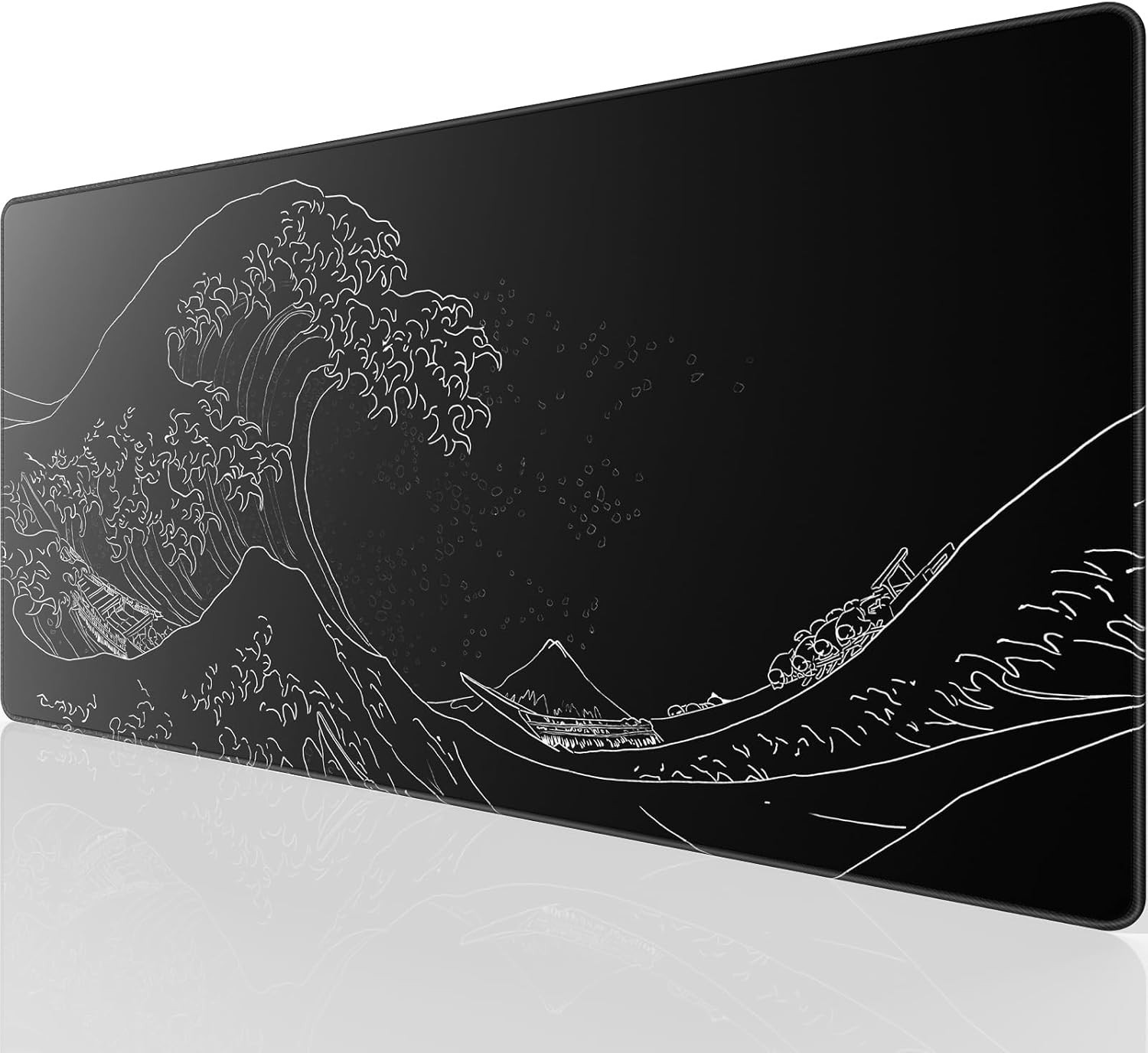 Large Kanagawa Wave Desk Mat 31.5 x 15.7 in - Non-Slip, Waterproof Surface