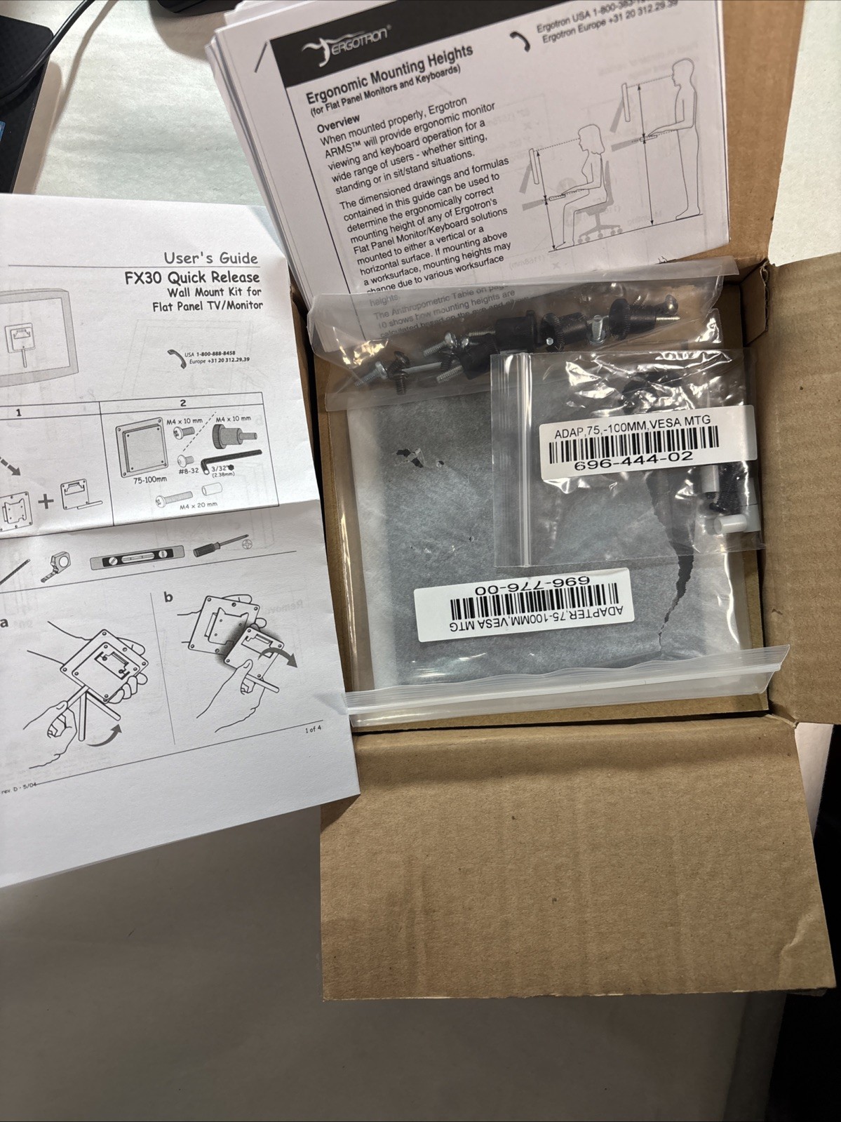 New Ergotron FX30 Monitor Wall Mount Up To 37” POS Touchscreen Quick Release MB5