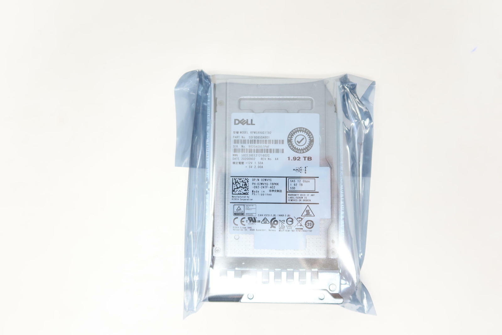 KPM5XVUG1T92 Dell 1.92TB 12G 2.5" SAS Mixed Use SSD 02WVYG