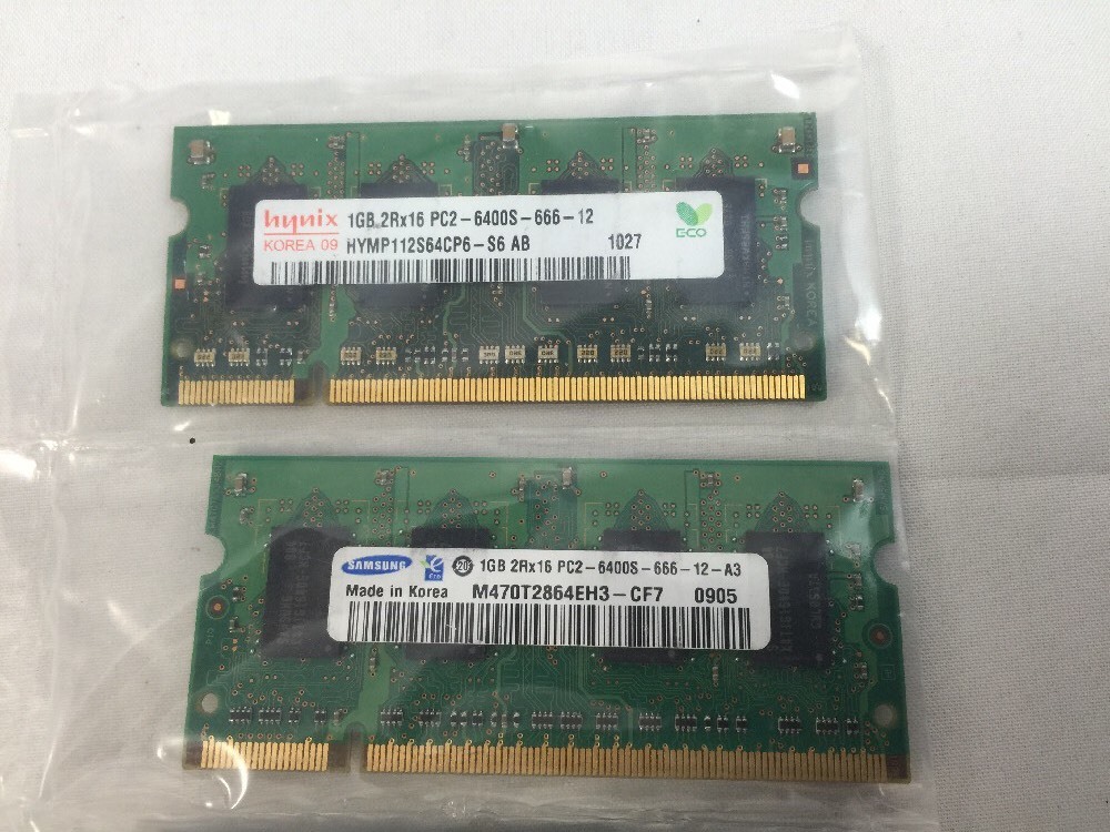 2x 1GB PC2-6400s PC6400 DDR2 800Mhz 2Rx16 So-Dimm 200pin Laptop Memory 2GB Total
