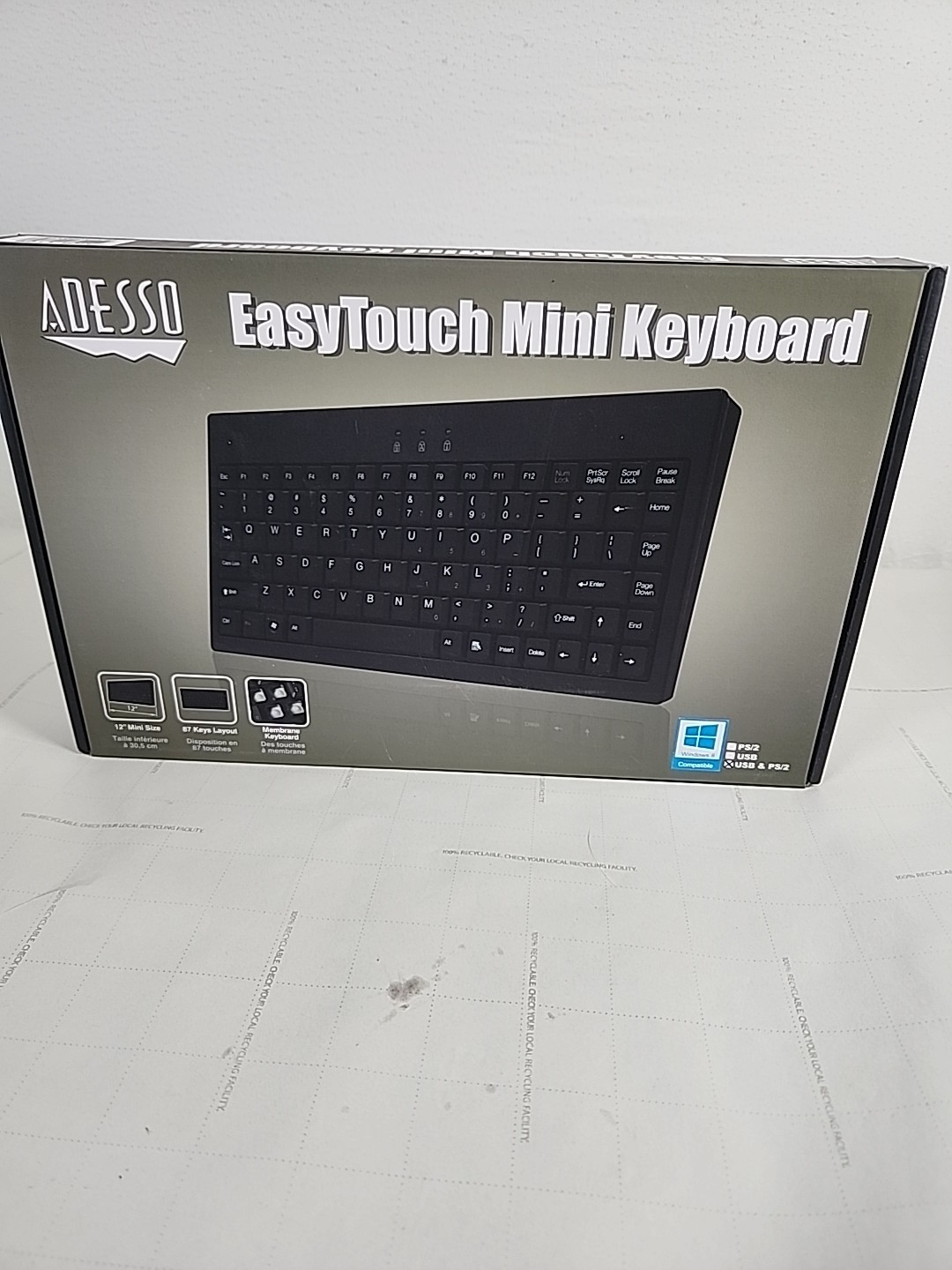 Easytouch Akb-110b Mini Keyboard - Ps/2, Usb - 87 Keys - Black - Adesso