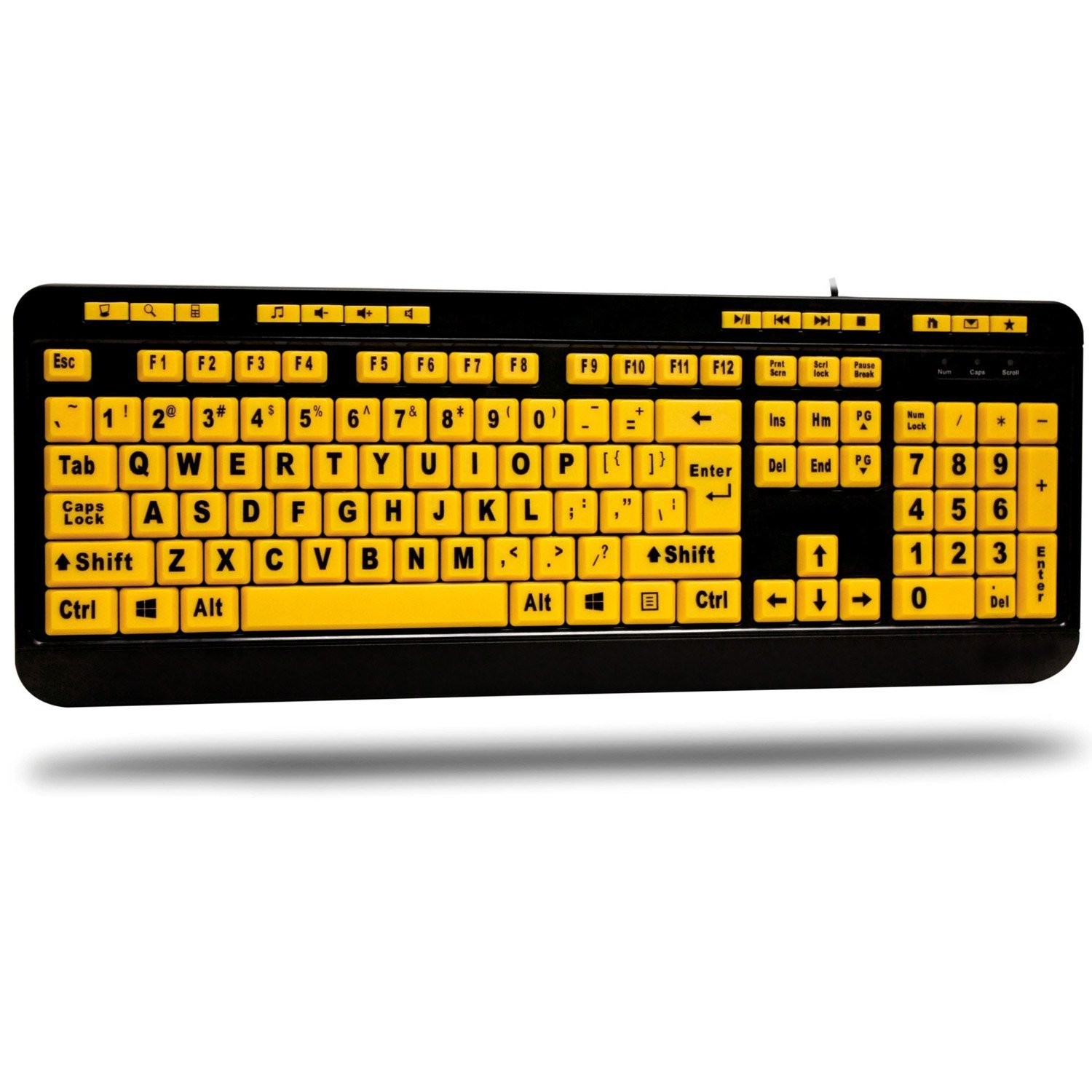 Adesso AKB-132UY Luminous 4 X Large Print USB Keyboard, Black Yellow