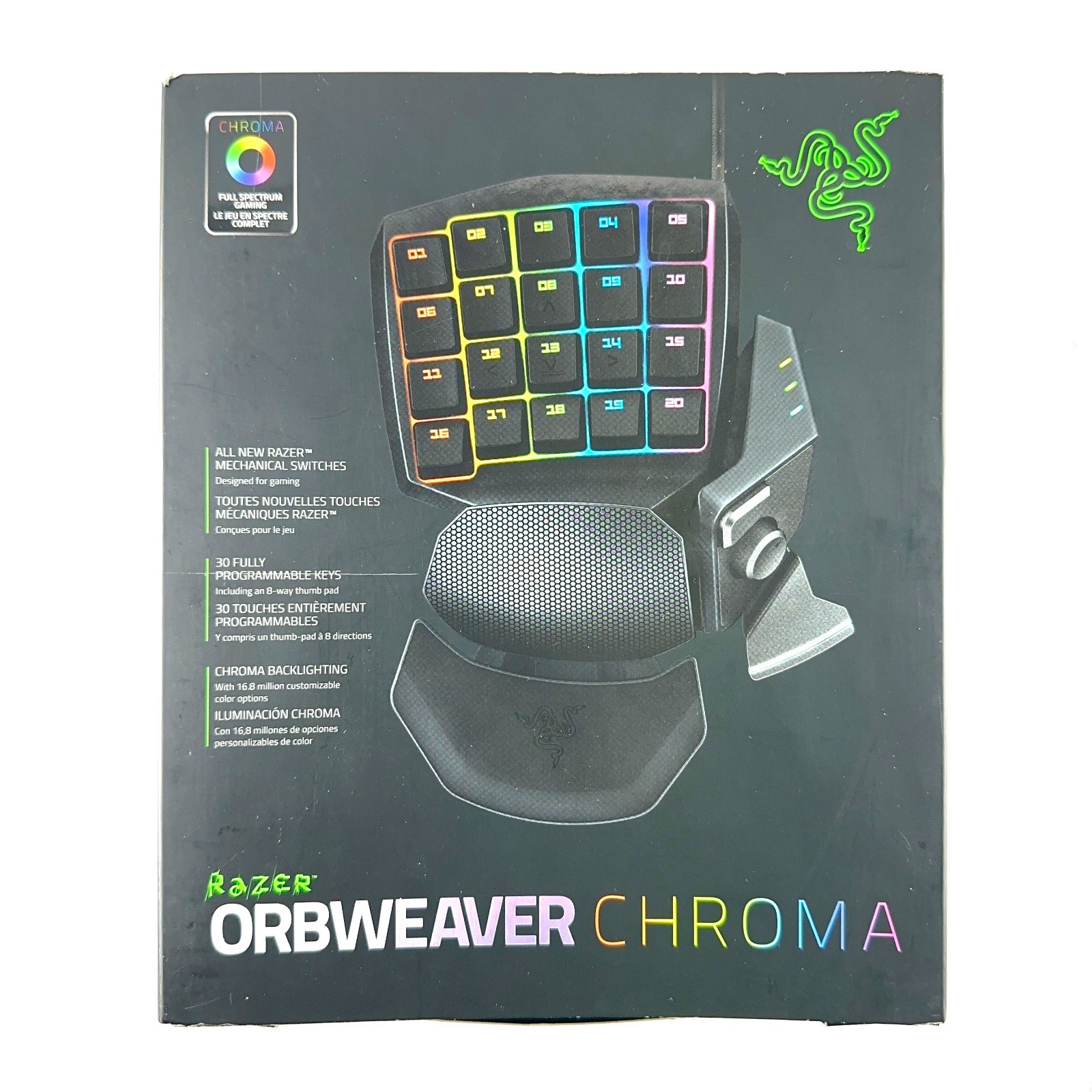 Razer RZ07-01440100-R3U1 Orbweaver Chroma Adjustable  Mechanical Gaming Keypad