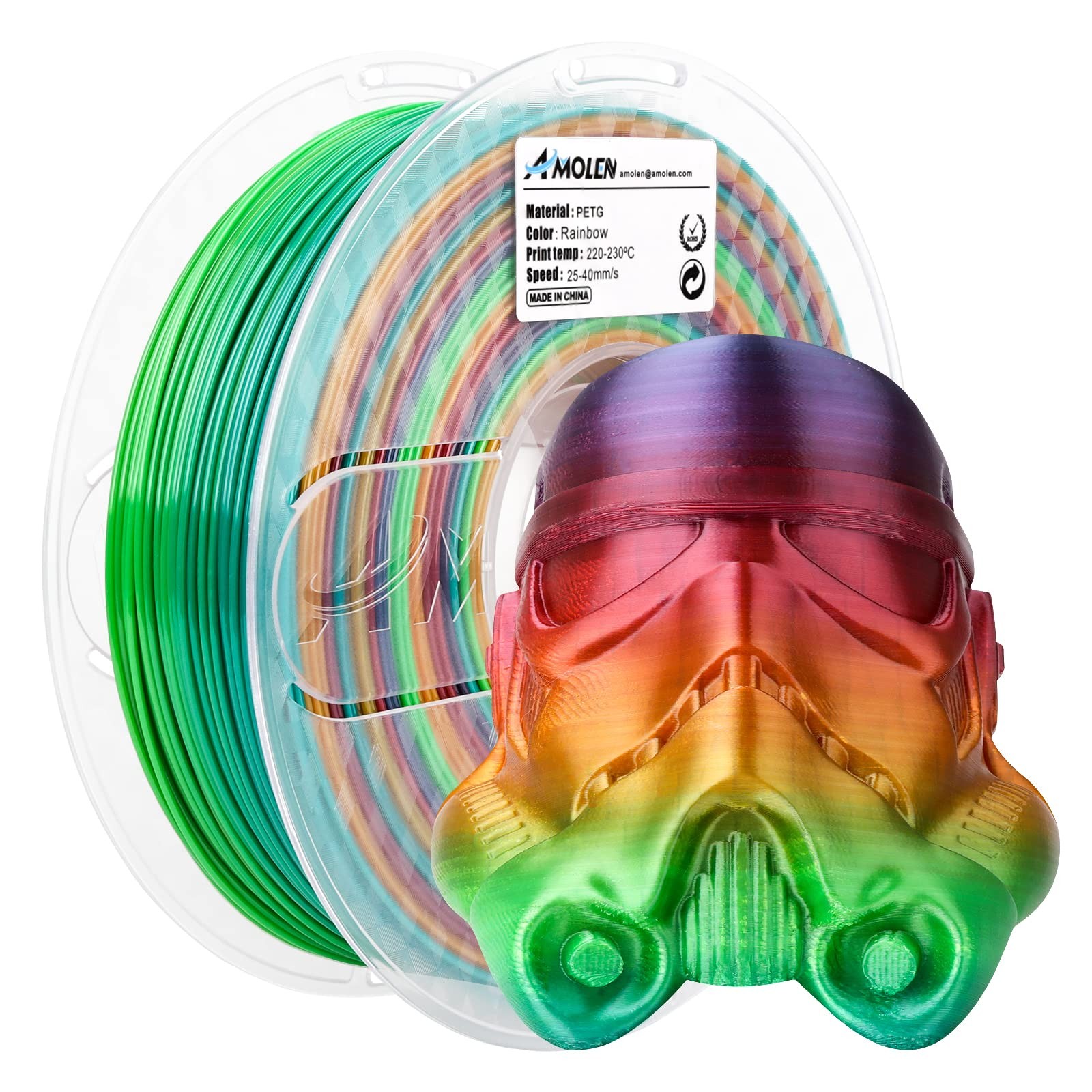PETG 3D Printer Filament 1.75mm Gradient Rainbow PETG Multicolor Rainbow 1KG/...