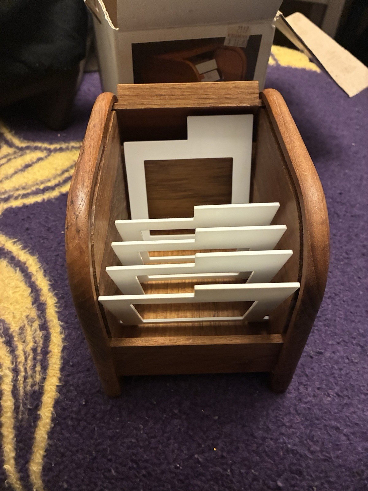 Vintage Solid Teak 3.5”Floppy Disk Organizer w/ Box –Holds 30 Disks –Model M300T