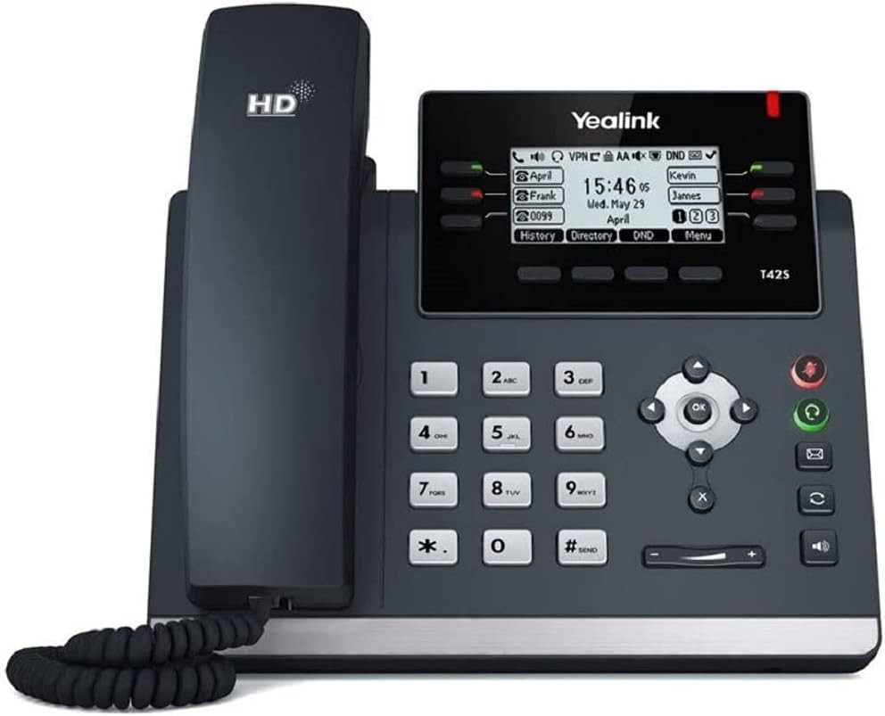 Yealink SIP-T42S IP Phone without Power Adapter - Black