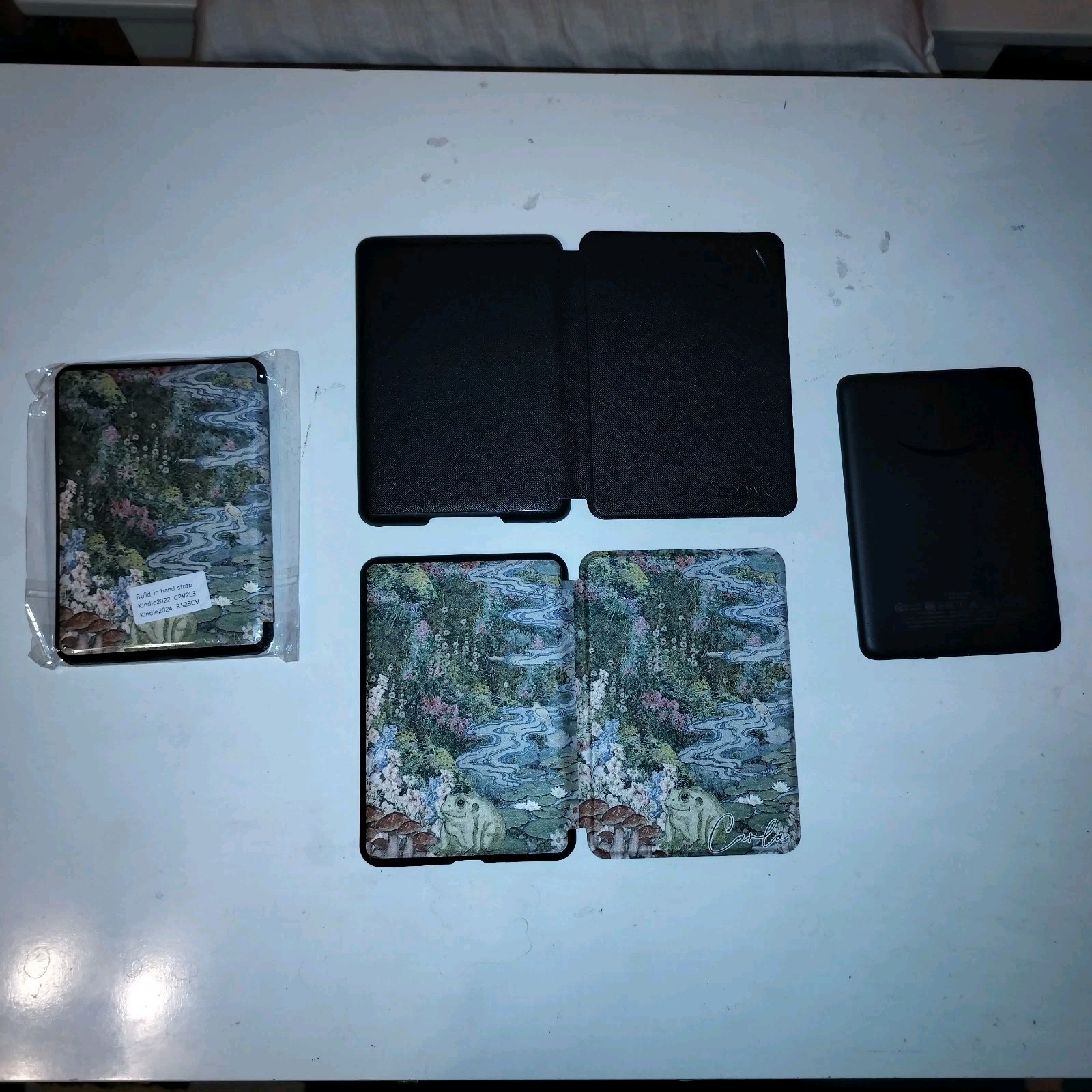 11th Generation Kindle, One Black Case, Two Custom Frog in the Pond Cases