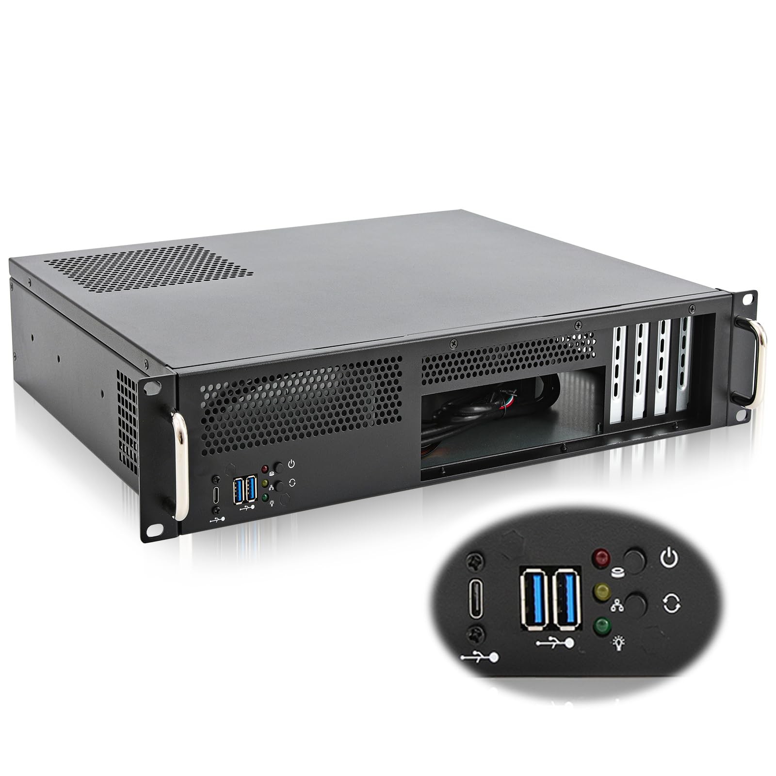 RackChoice 2U Server Chassis Short Depth 14.17 Front I/O with 2 x 3.5“ (int.) mA
