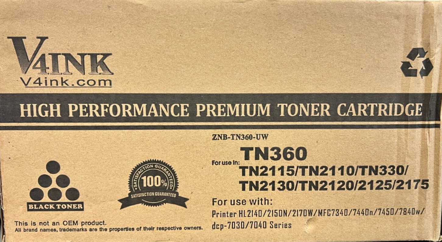 v4ink TN-360 High Performance Premium Black Toner Cartridge TN360
