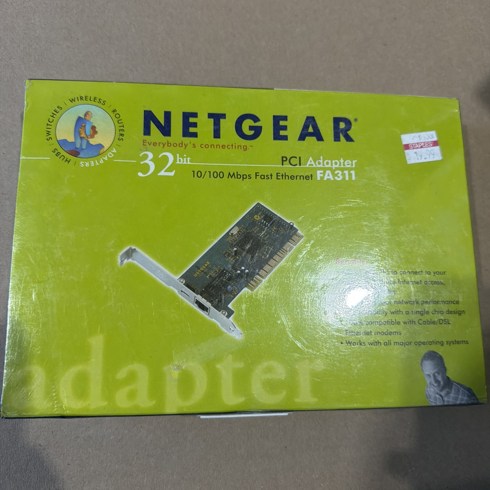 NEW Plastic Sealed Netgear FA311 PCI Copper Gigabit Adapter New In Box