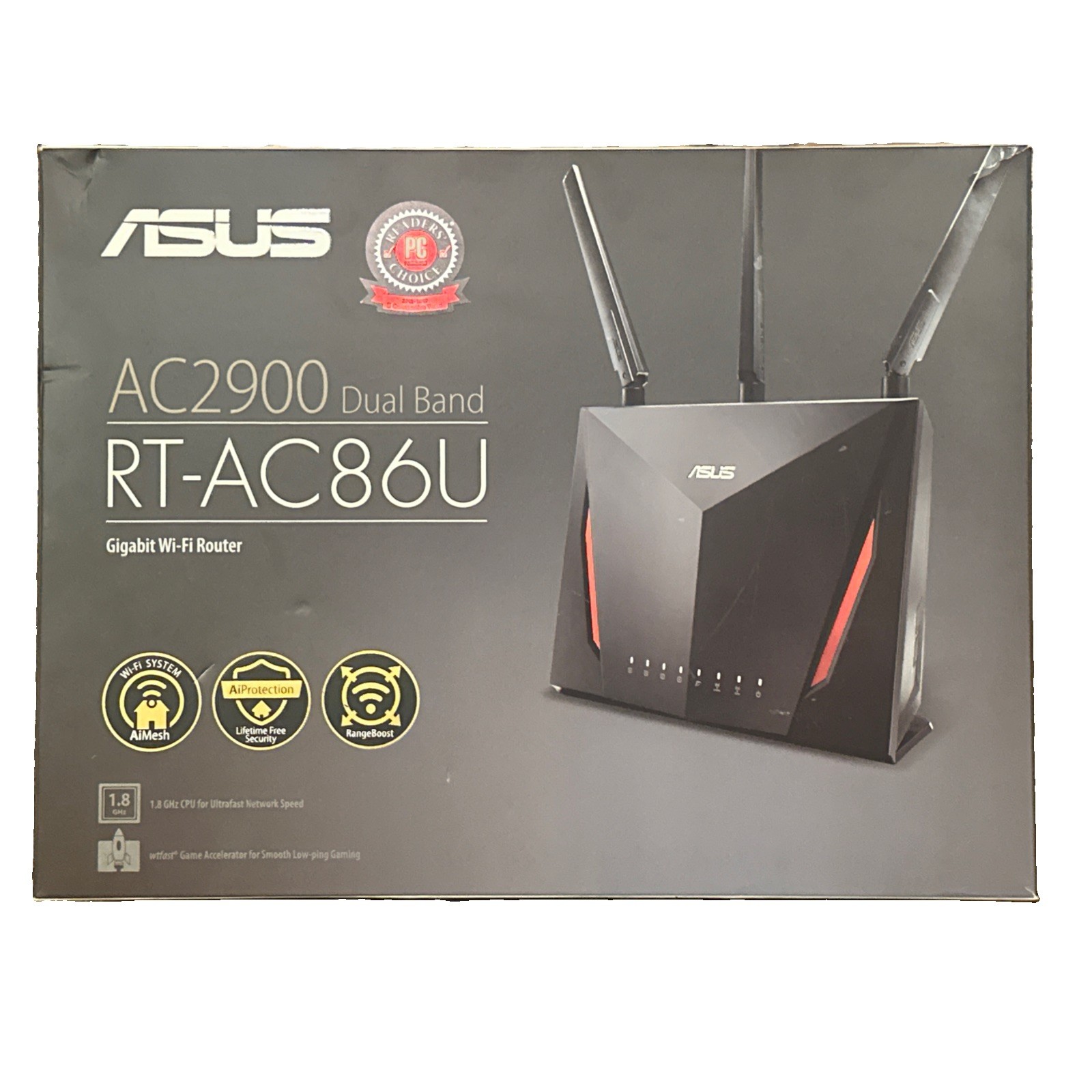ASUS AC2900 Dual Band Gigabit WiFi Gaming Router Black (RT-AC86U) Used Original