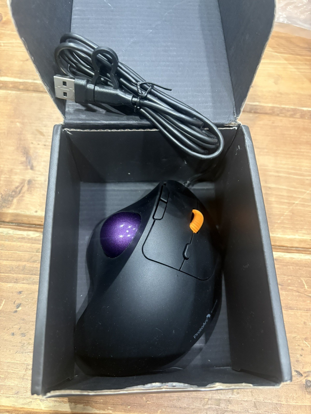 ProtoArc EM04 Wired Ergonomic Trackball Mouse USB USB-C Purple Open Box