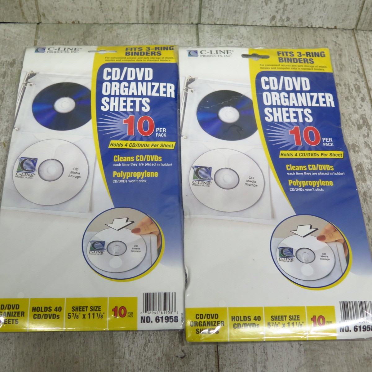 Lot of 2 C-Line CD/DVD 3 Ring Binder Sheets 10 pages per pack