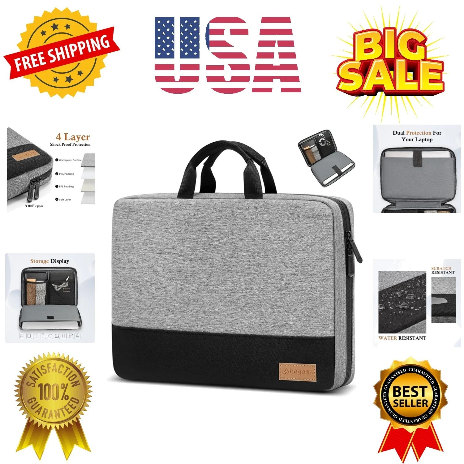 Laptop Sleeve Case, 15 15.6 16 inch TSA Laptop Sleeve Water Resistant with 4-...