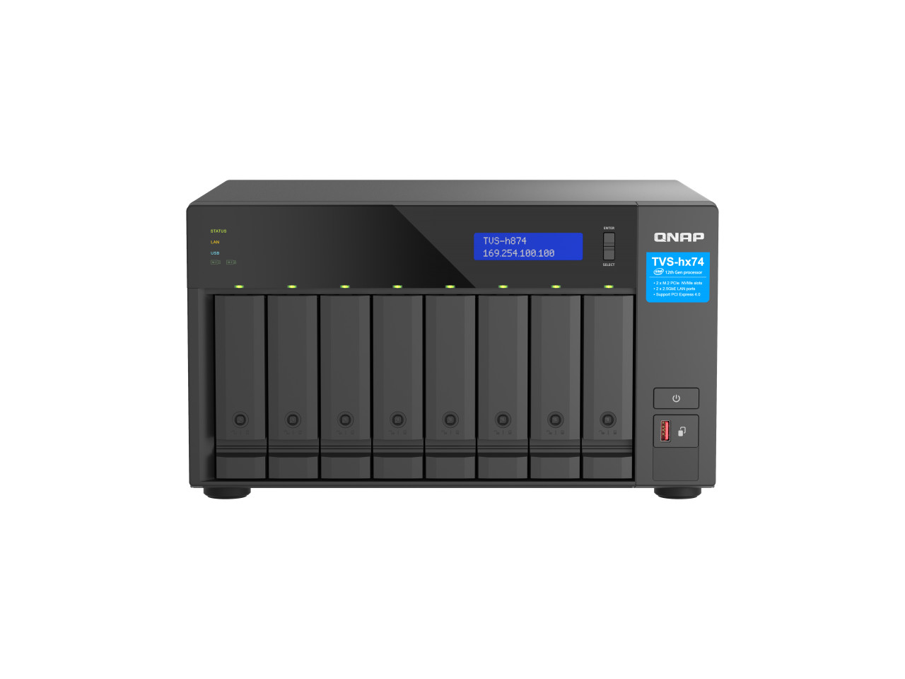 QNAP Ultra-High Speed 8 Bay NAS. Intel® Core™ i5-12400 6C/12T, 32GB RAM DDR4